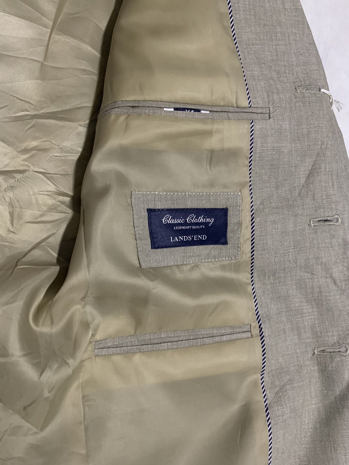 Lands' End Japanese Brand Lands End X Baird Mcnutt Beige Blazer Jacket Size 40R - 17 Thumbnail