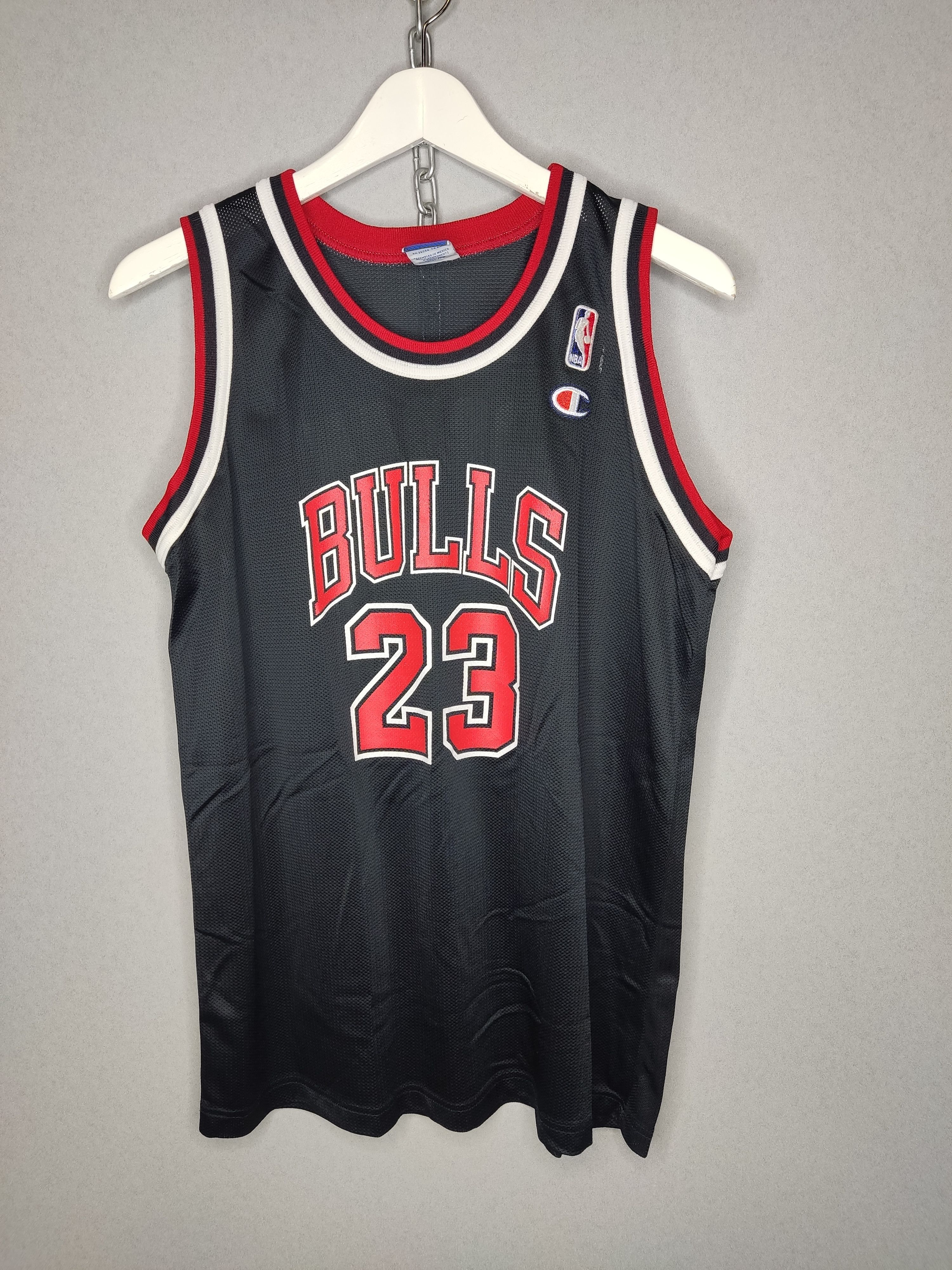 image of Michael Jordan 23 Chicago Bulls Champion Jersey in Black, Men's (Size Small)