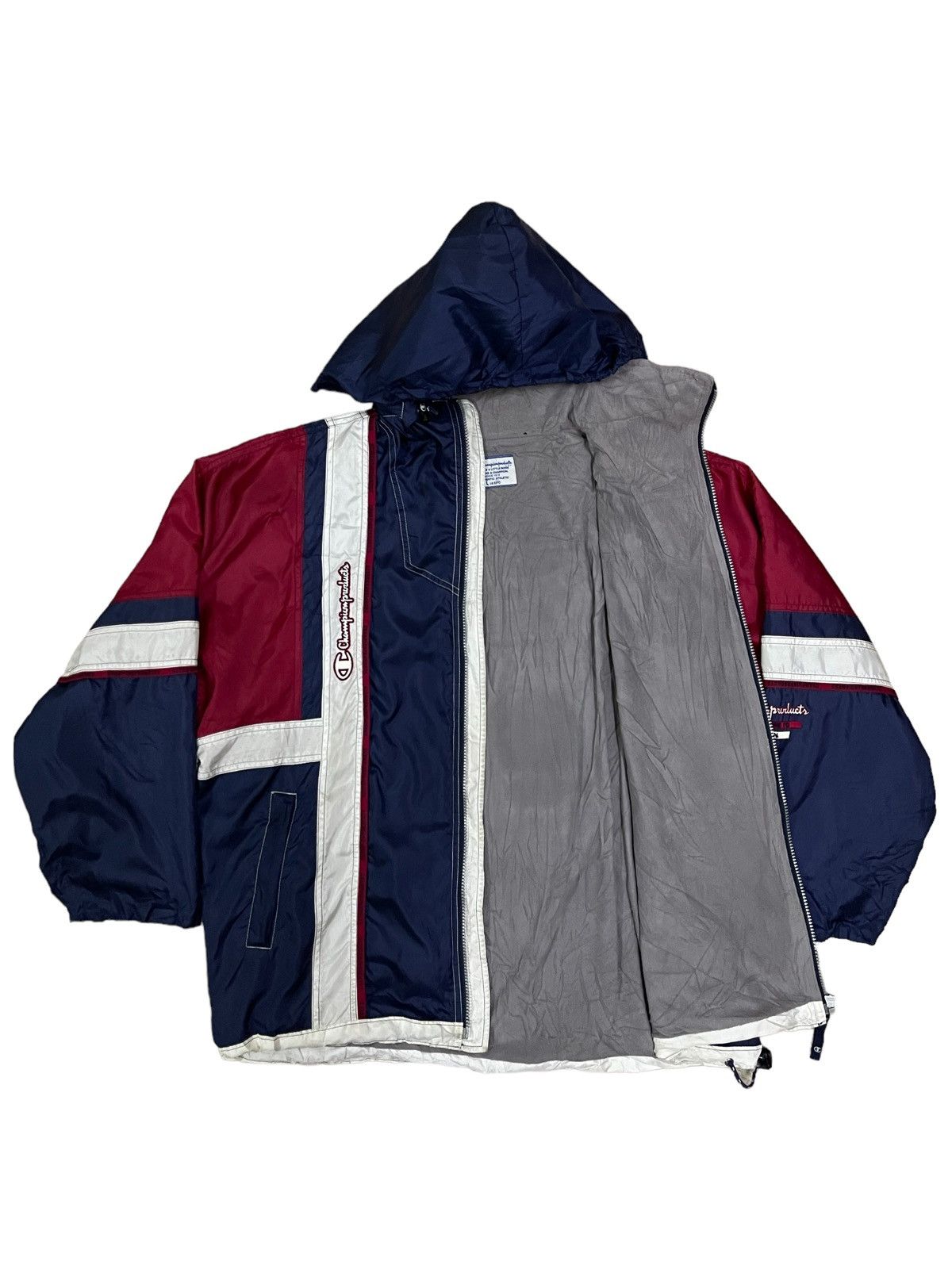 Champion 🔥Rare🔥 Vintage Champion Colour Block Hooded Jacket Size US L / EU 52-54 / 3 - 3 Thumbnail