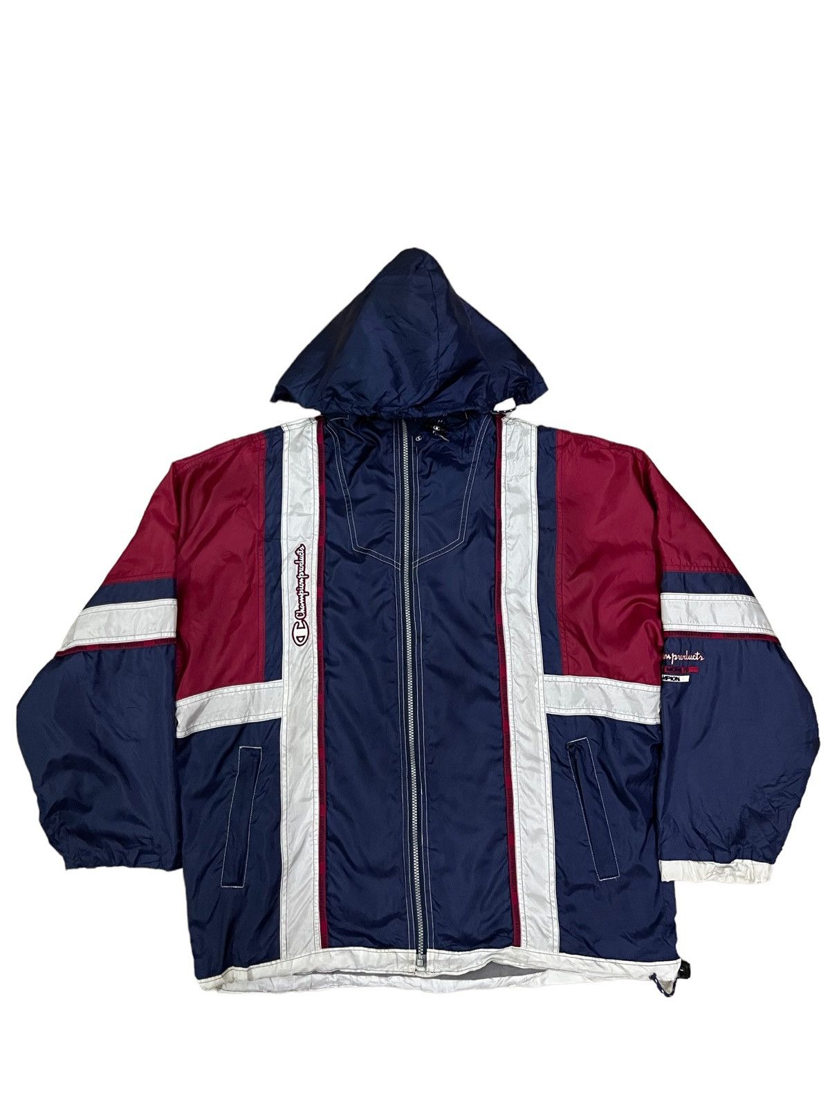 Champion 🔥Rare🔥 Vintage Champion Colour Block Hooded Jacket Size US L / EU 52-54 / 3 - 1 Thumbnail