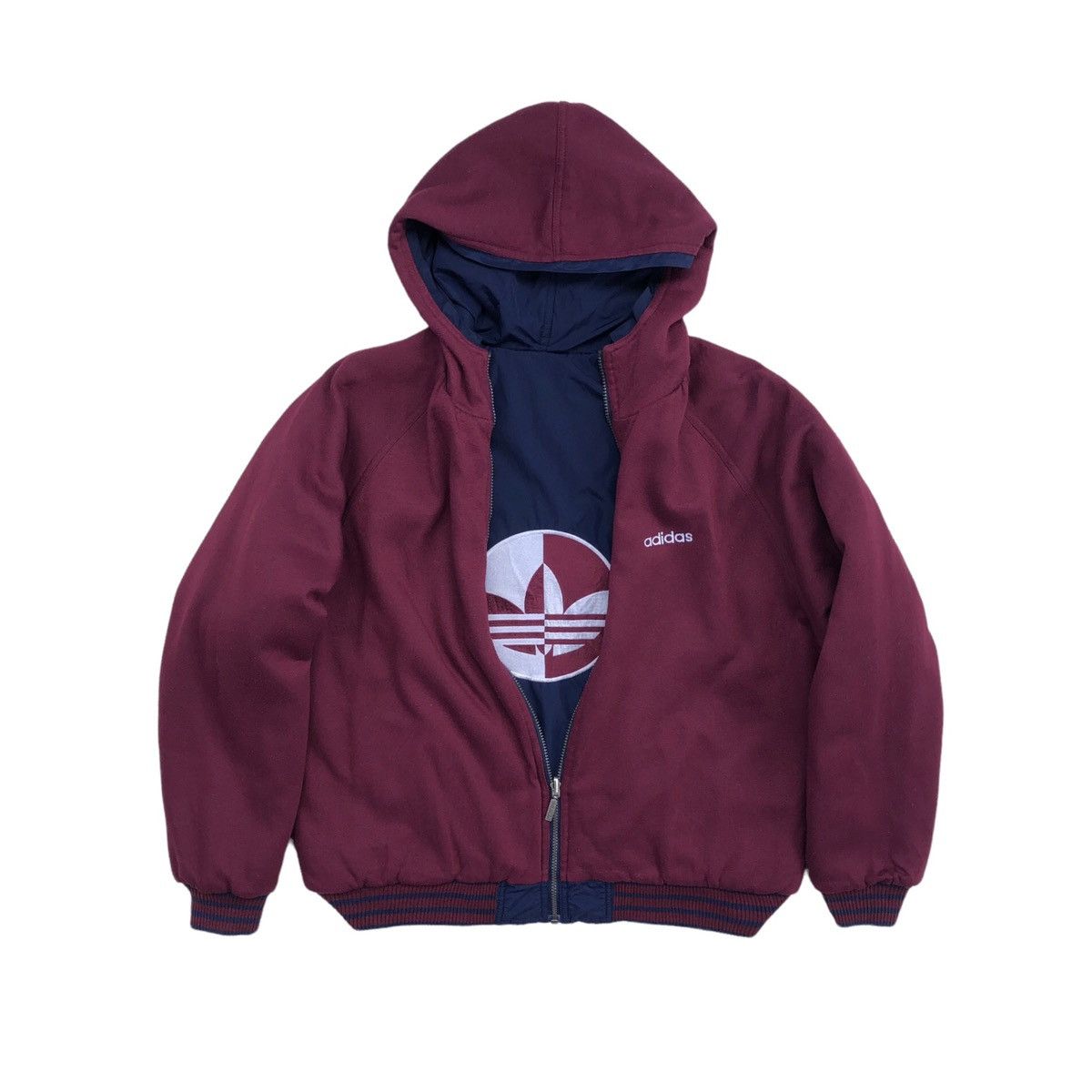 Adidas VTG 90s Adidas Big Logo Embroidery Reversible Bomber Jacket Size US L / EU 52-54 / 3 - 10 Thumbnail