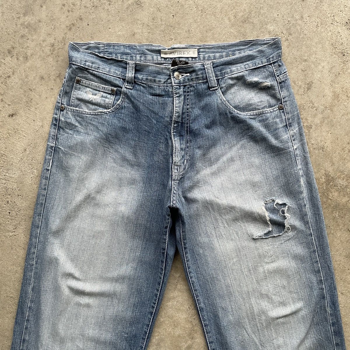Avirex Vintage Avirex Distressed Faded Denim Jeans Pants W35x28.5 Size US 35 - 3 Thumbnail