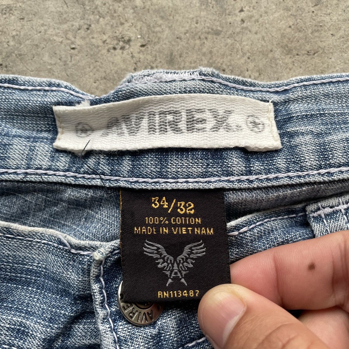 Avirex Vintage Avirex Distressed Faded Denim Jeans Pants W35x28.5 Size US 35 - 9 Thumbnail