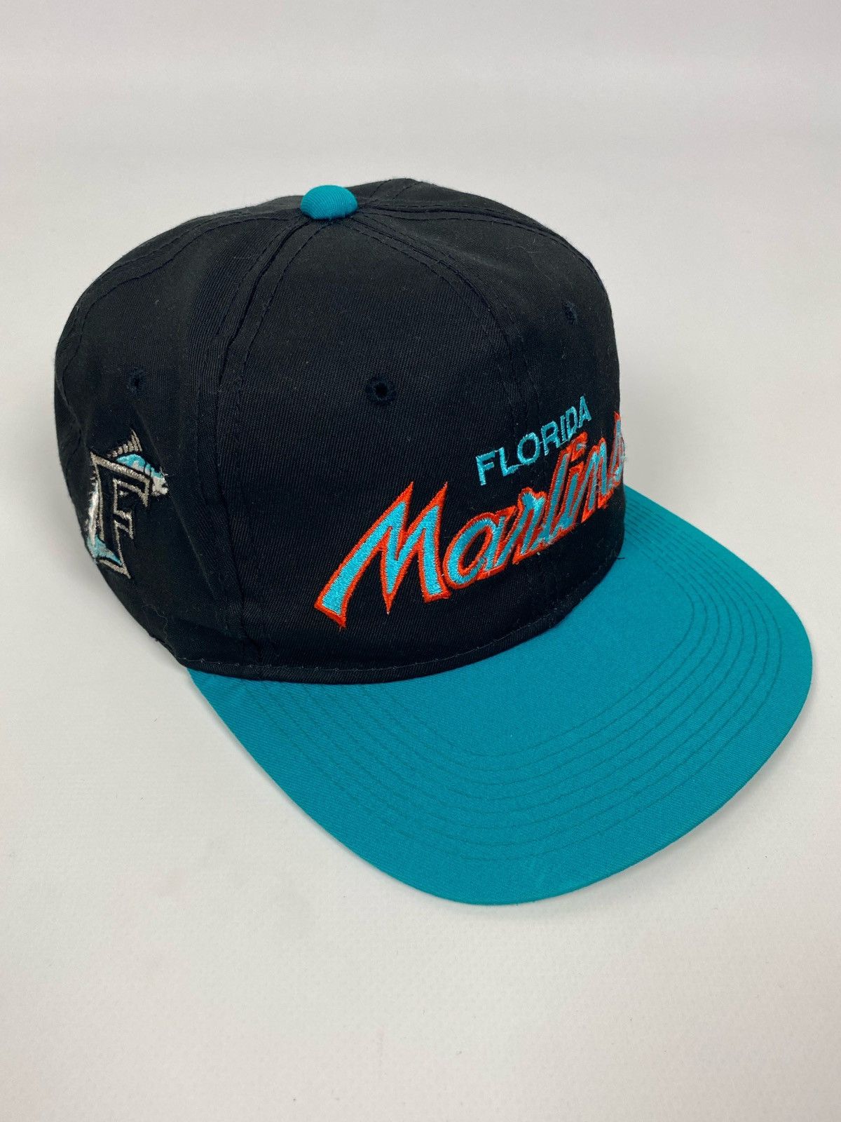 Sports Specialties 1990’s Vintage Florida Marlins Script Twill Snap Back Cap Size ONE SIZE - 5 Thumbnail