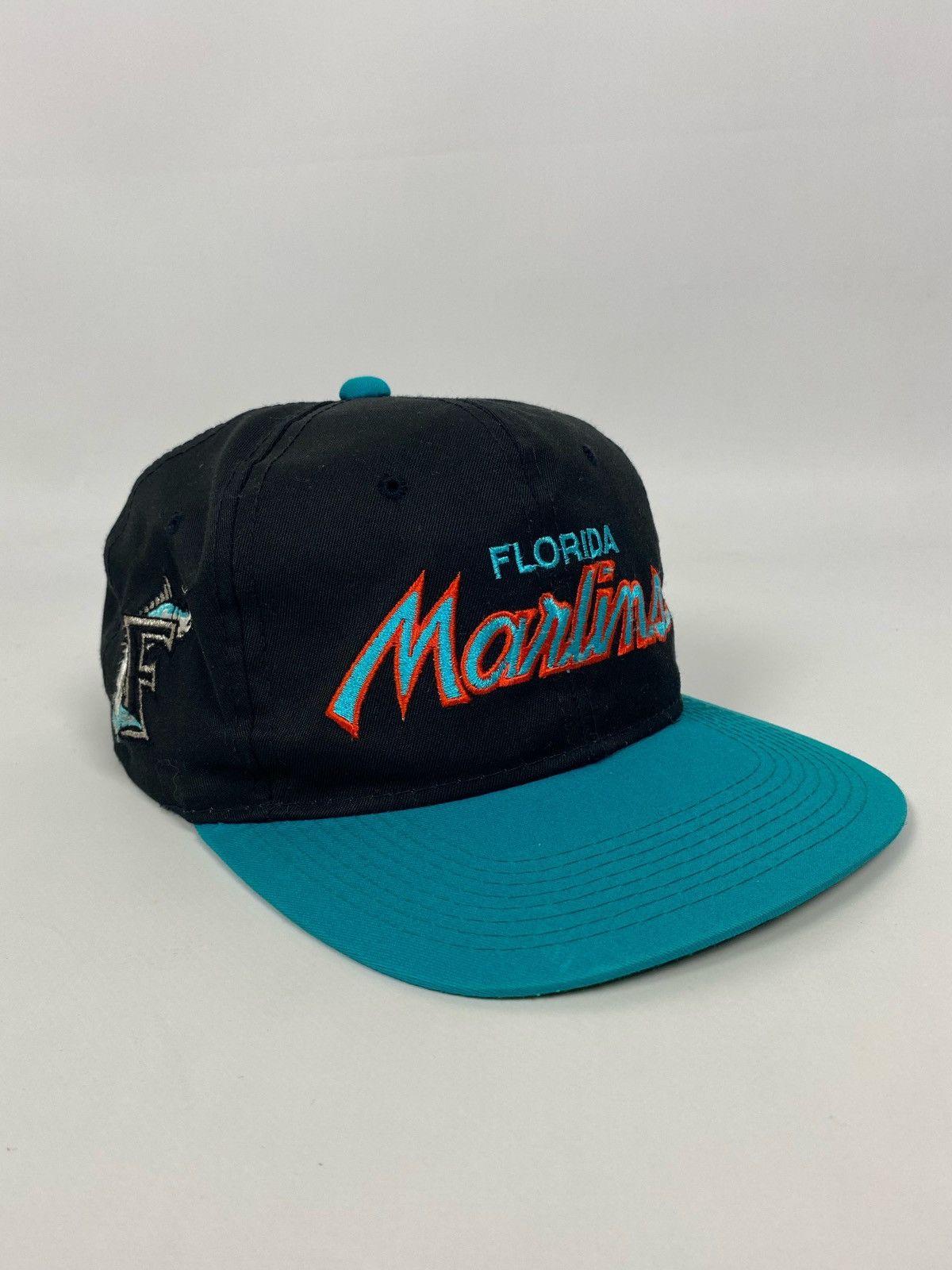 Sports Specialties 1990’s Vintage Florida Marlins Script Twill Snap Back Cap Size ONE SIZE - 4 Thumbnail