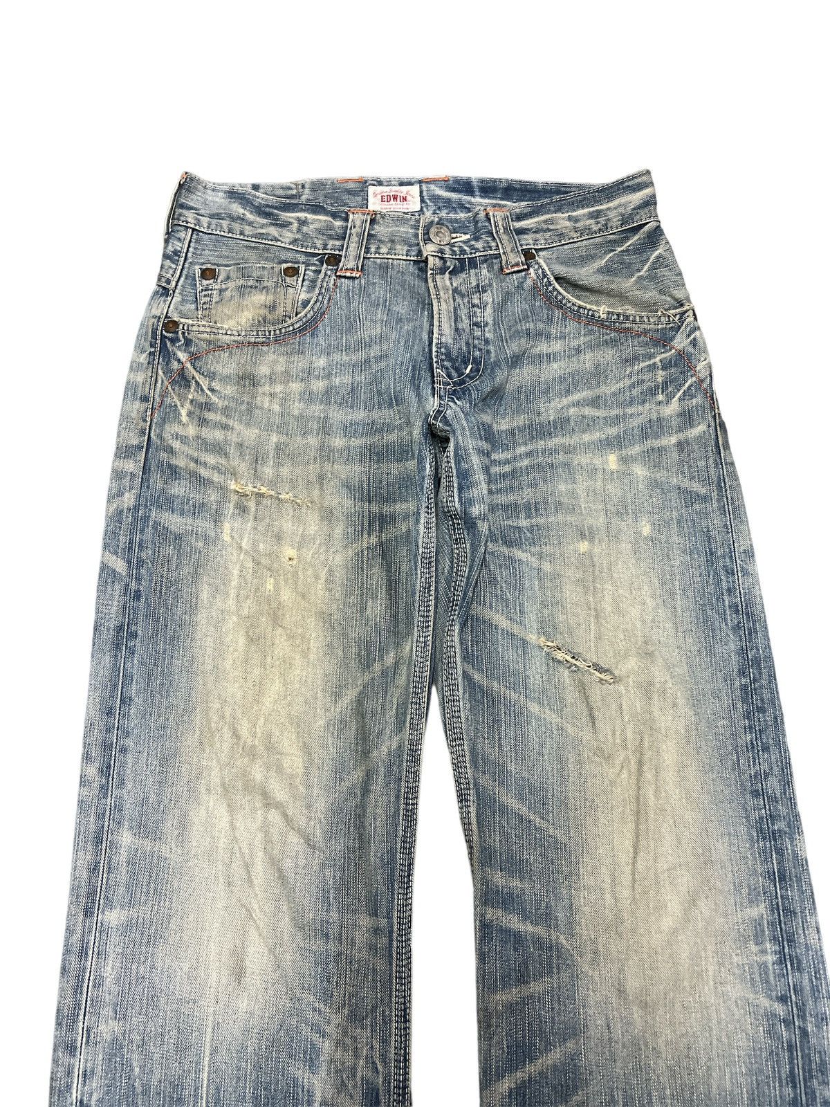 Japanese Brand × Vintage THRASHED EDWIN XV DISTRESSED DENIM PANT Size US 31 - 2 Thumbnail