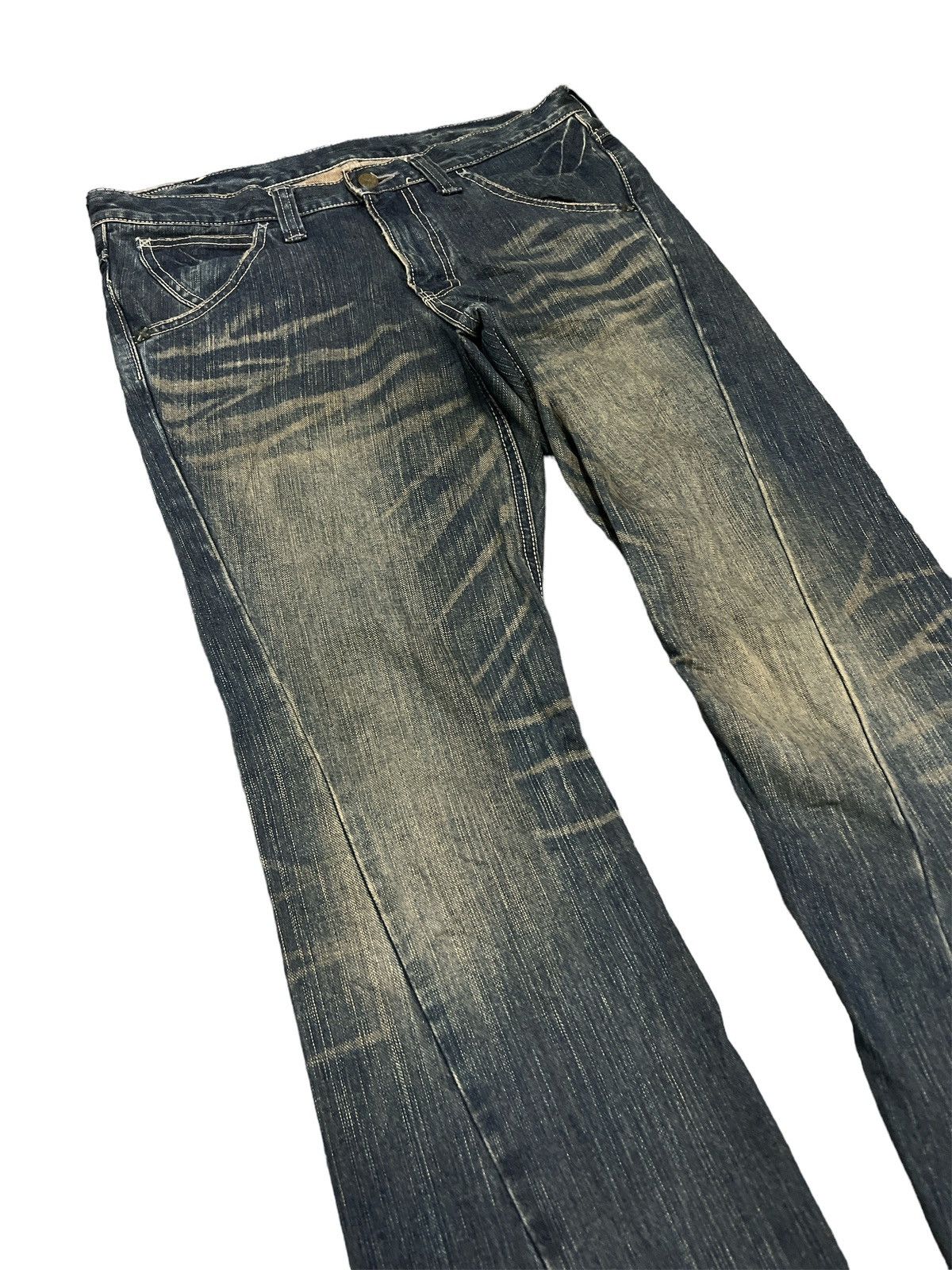 Japanese Brand × Vintage FLARED💥LEE RIDER RUSTY TWIST DISTRESSED DENIM PANT Size US 32 / EU 48 - 6 Thumbnail