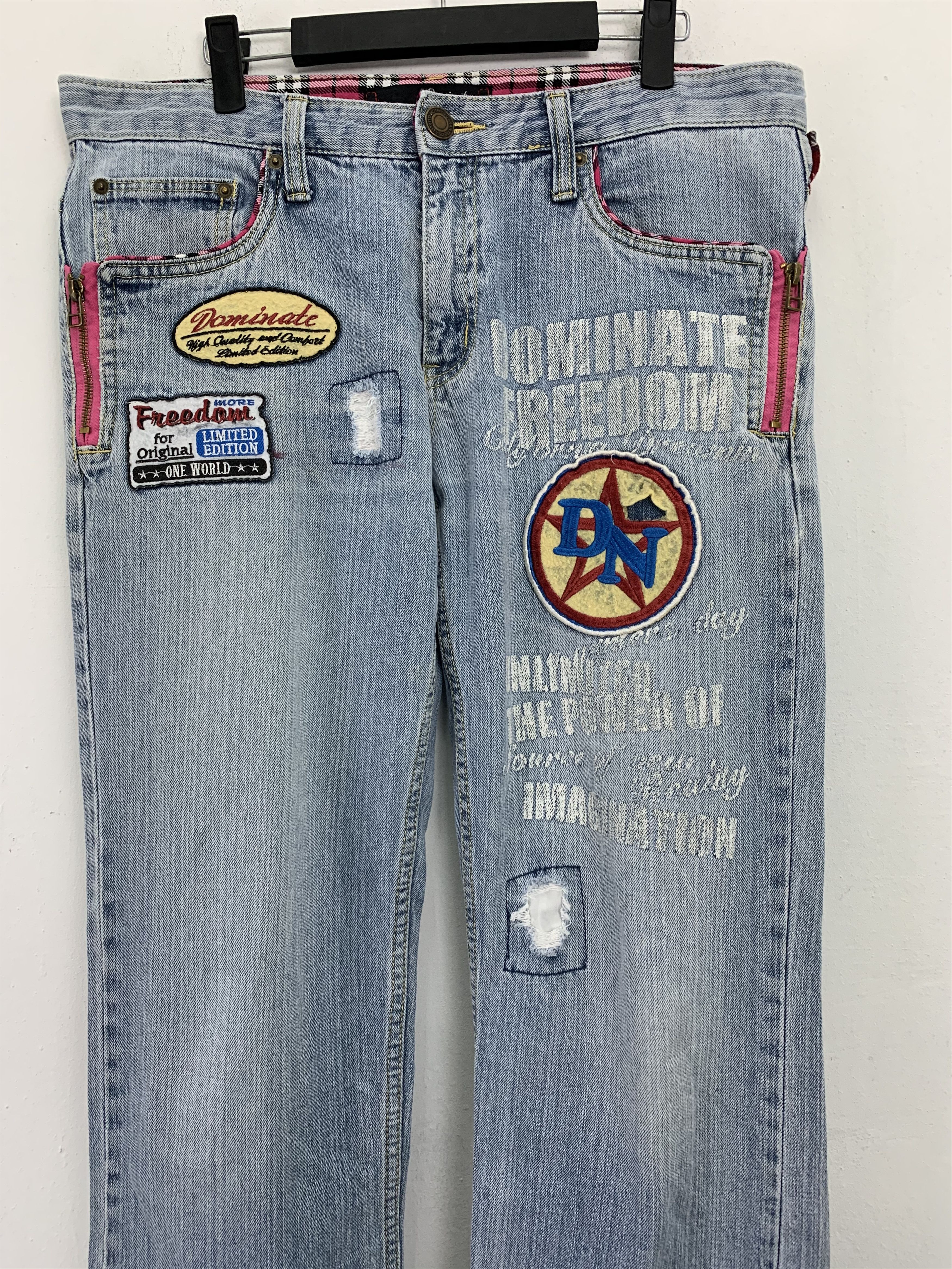 Japanese Brand Denim Pants Patches Handcrafted Streetwear Style Size US 33 - 2 Thumbnail