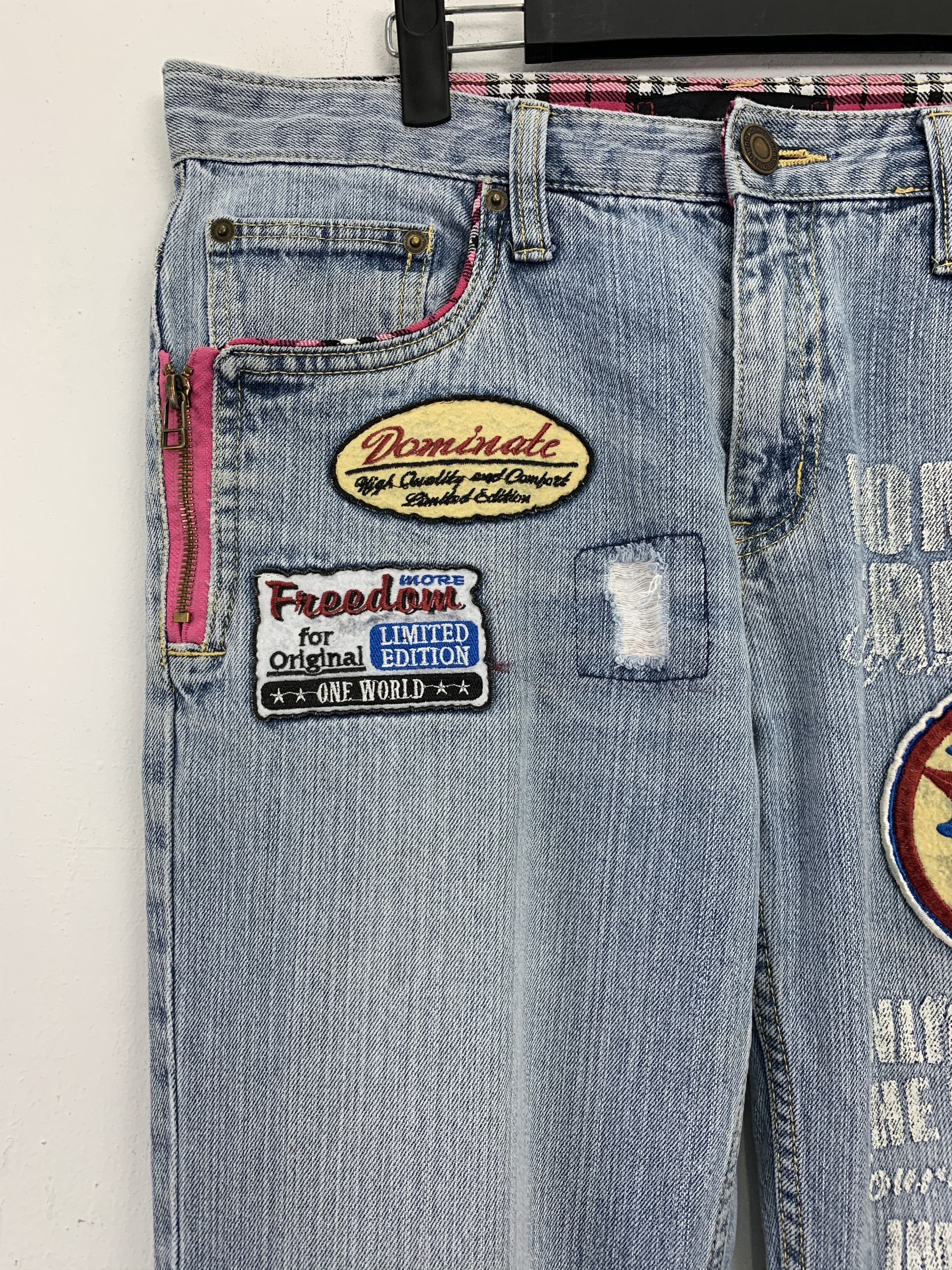 Japanese Brand Denim Pants Patches Handcrafted Streetwear Style Size US 33 - 4 Thumbnail