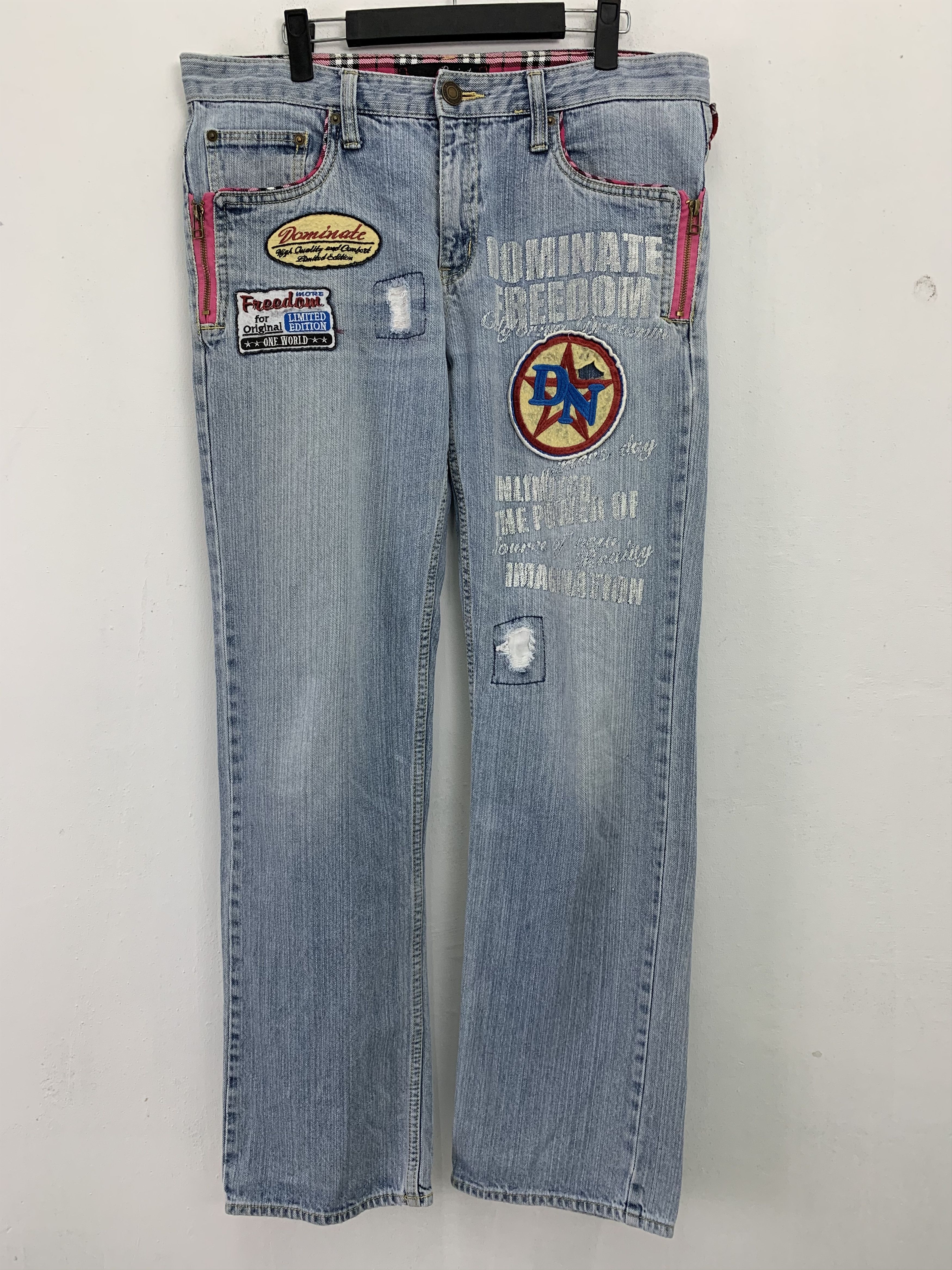 Japanese Brand Denim Pants Patches Handcrafted Streetwear Style Size US 33 - 1 Thumbnail