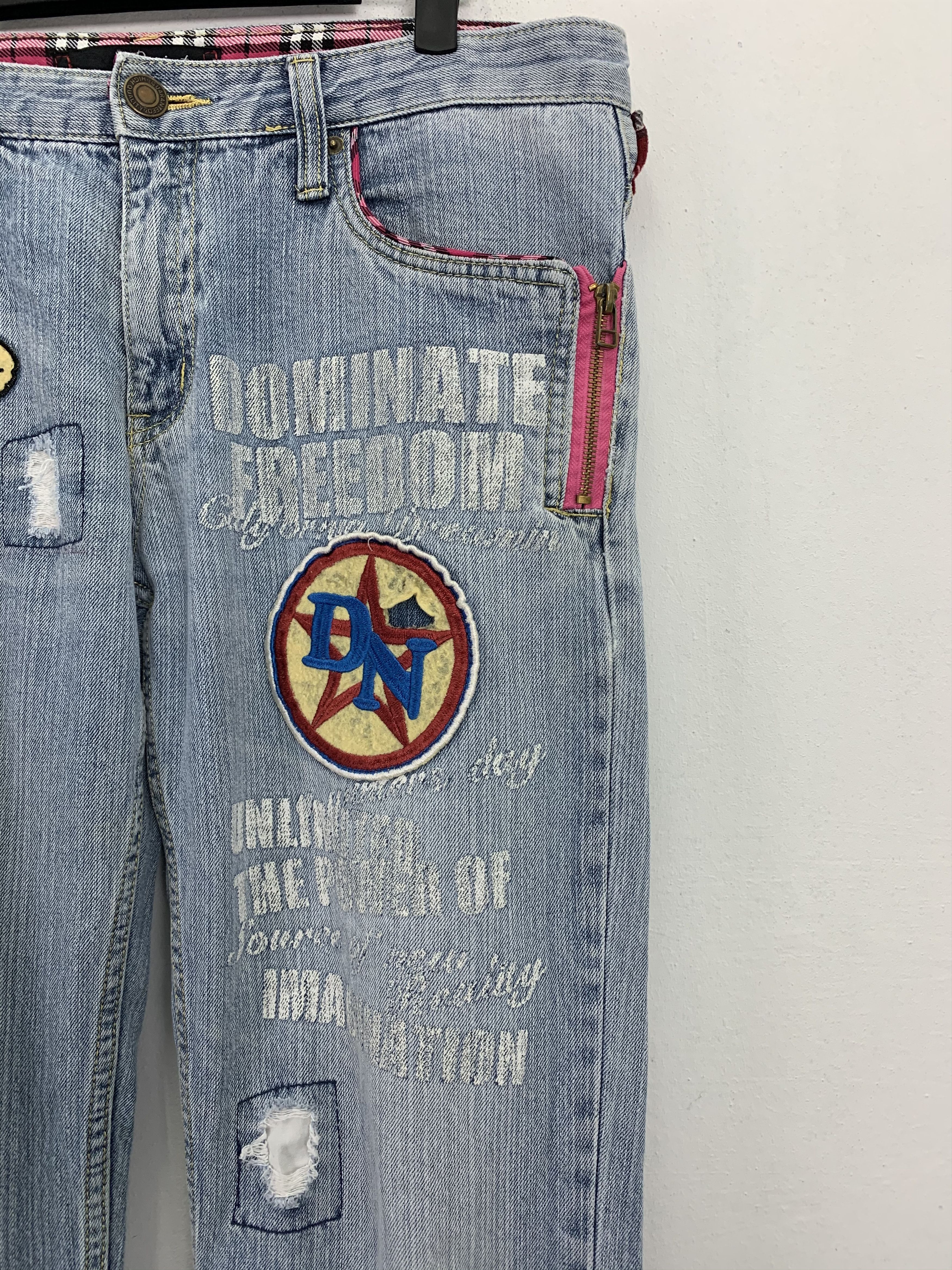 Japanese Brand Denim Pants Patches Handcrafted Streetwear Style Size US 33 - 3 Thumbnail