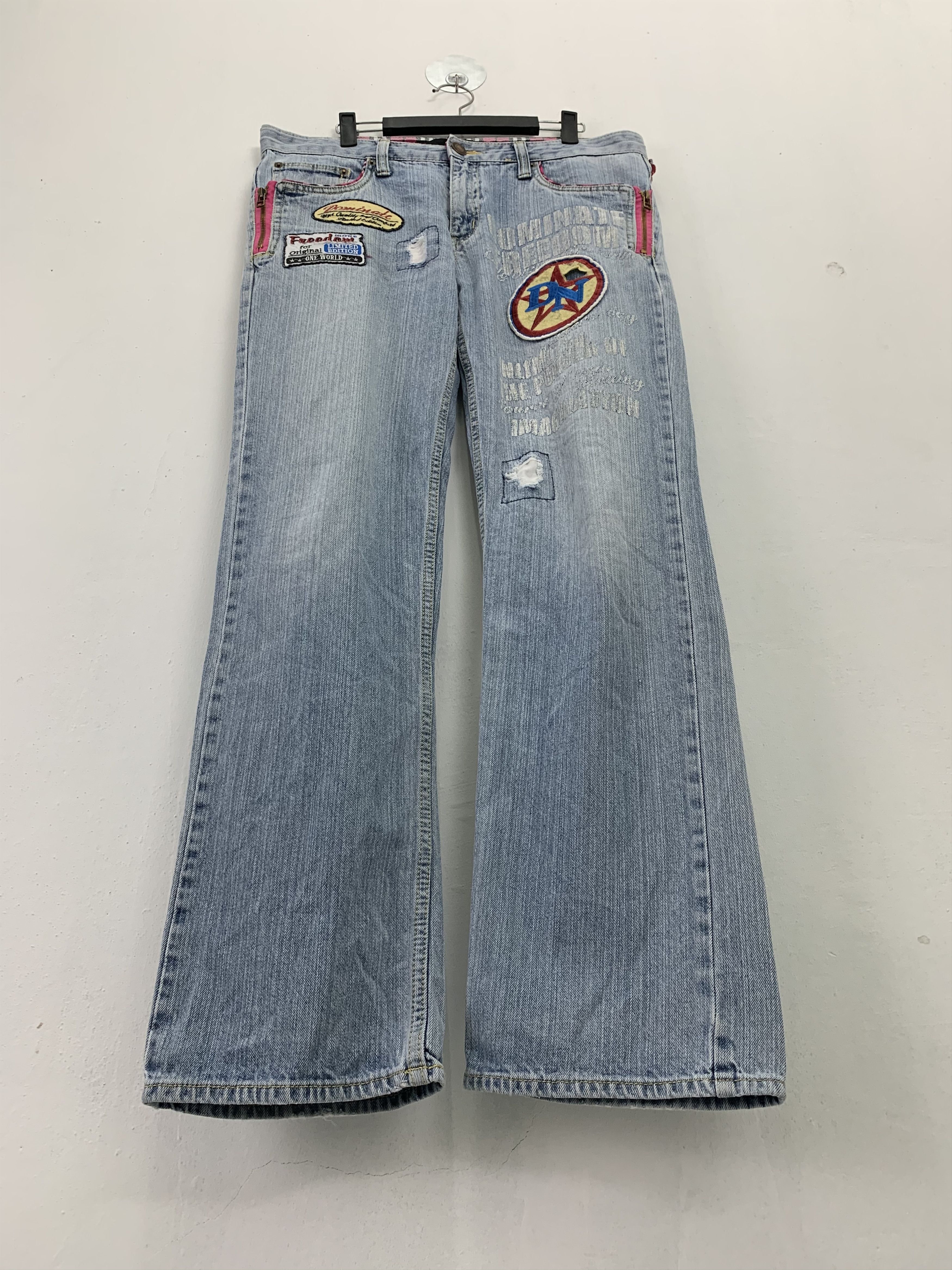 Japanese Brand Denim Pants Patches Handcrafted Streetwear Style Size US 33 - 8 Thumbnail