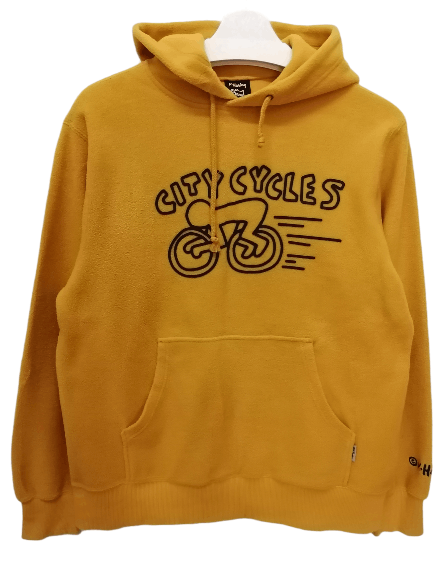 image of VTG Keith Haring X Uniqlo City Cycles Hoodie in Yellow, Men's (Size Medium)