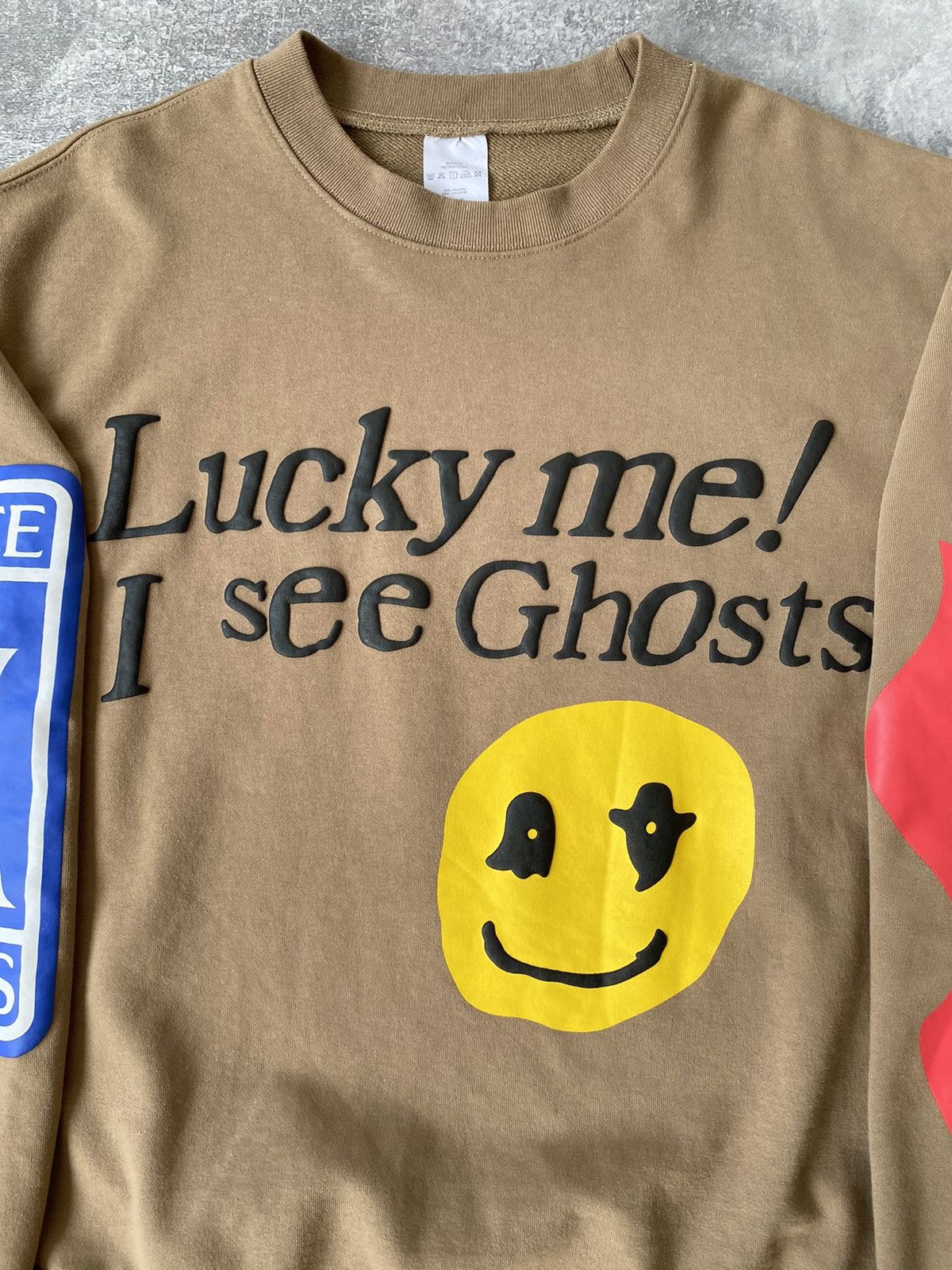 Rap Tees × Vintage Lucky Me I See Ghosts Smiley Face Rap Hip Hop Sweatshirt Size US XL / EU 56 / 4 - 3 Thumbnail