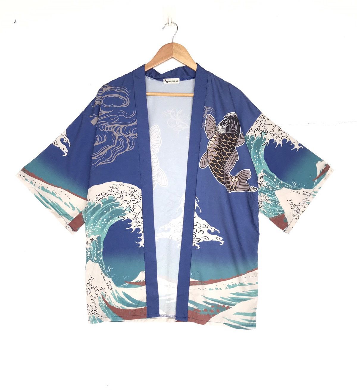 Japanese Brand Rayon Fullprint kimono koi fish noragi wave fits all Size US L / EU 52-54 / 3 - 2 Thumbnail