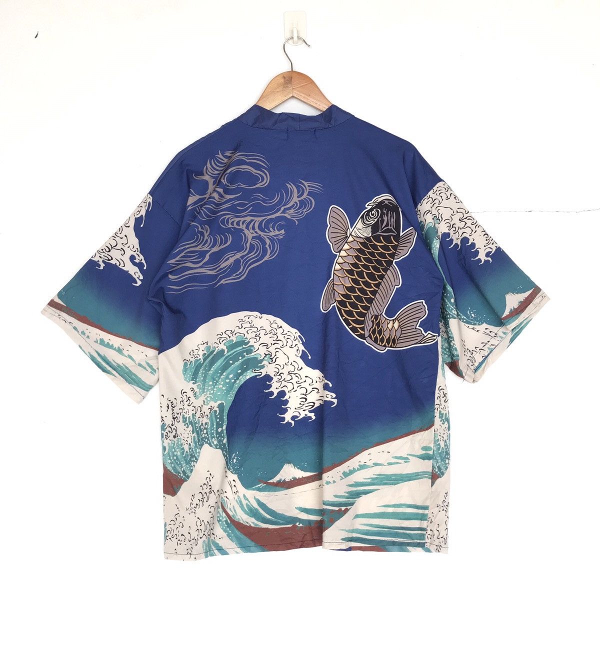 Japanese Brand Rayon Fullprint kimono koi fish noragi wave fits all Size US L / EU 52-54 / 3 - 1 Thumbnail
