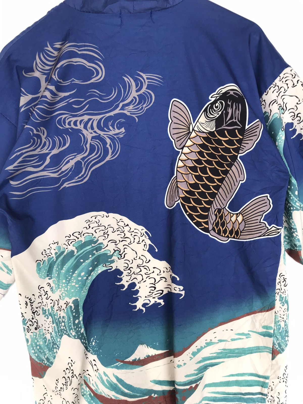 Japanese Brand Rayon Fullprint kimono koi fish noragi wave fits all Size US L / EU 52-54 / 3 - 6 Thumbnail