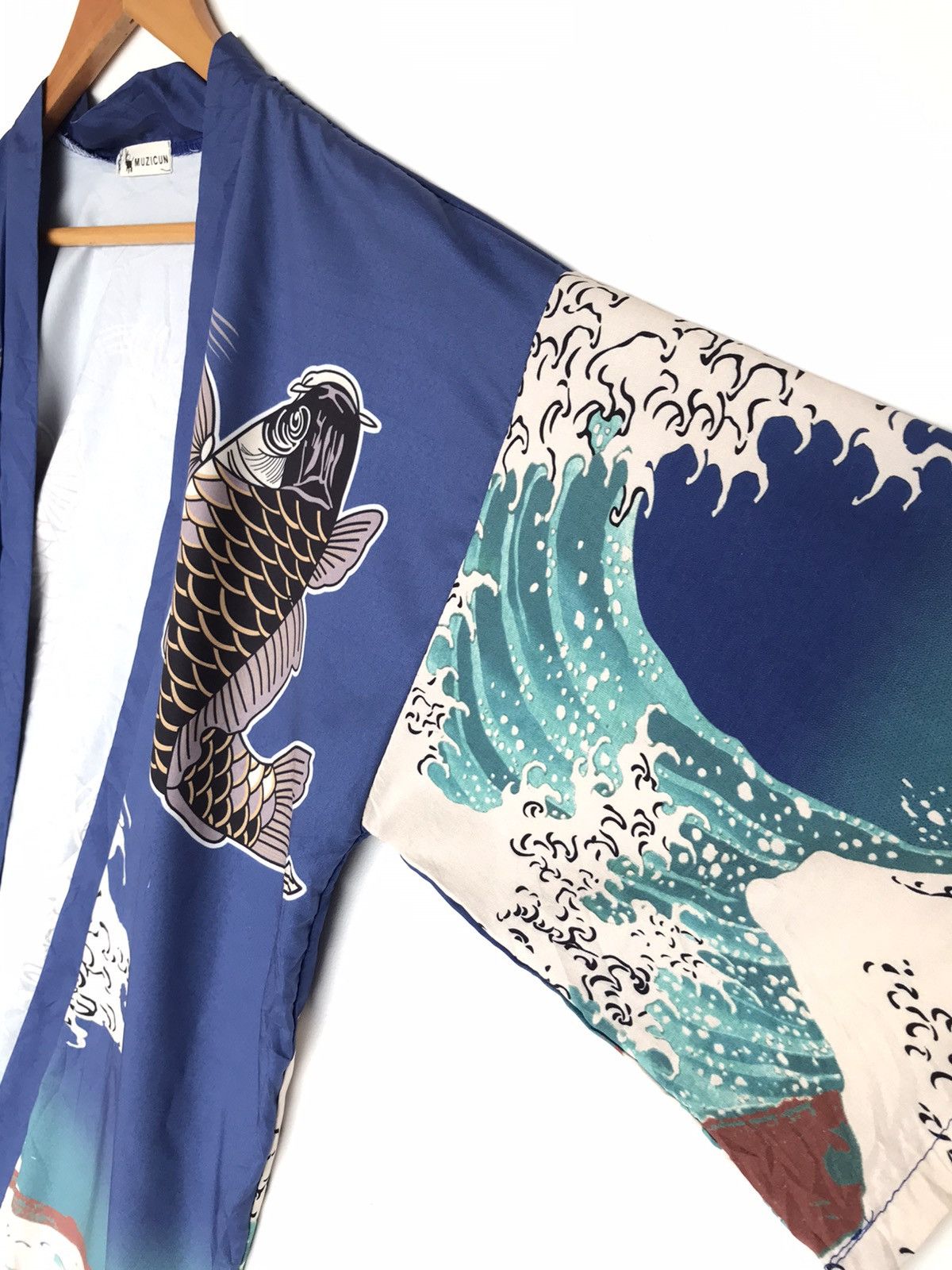 Japanese Brand Rayon Fullprint kimono koi fish noragi wave fits all Size US L / EU 52-54 / 3 - 5 Thumbnail