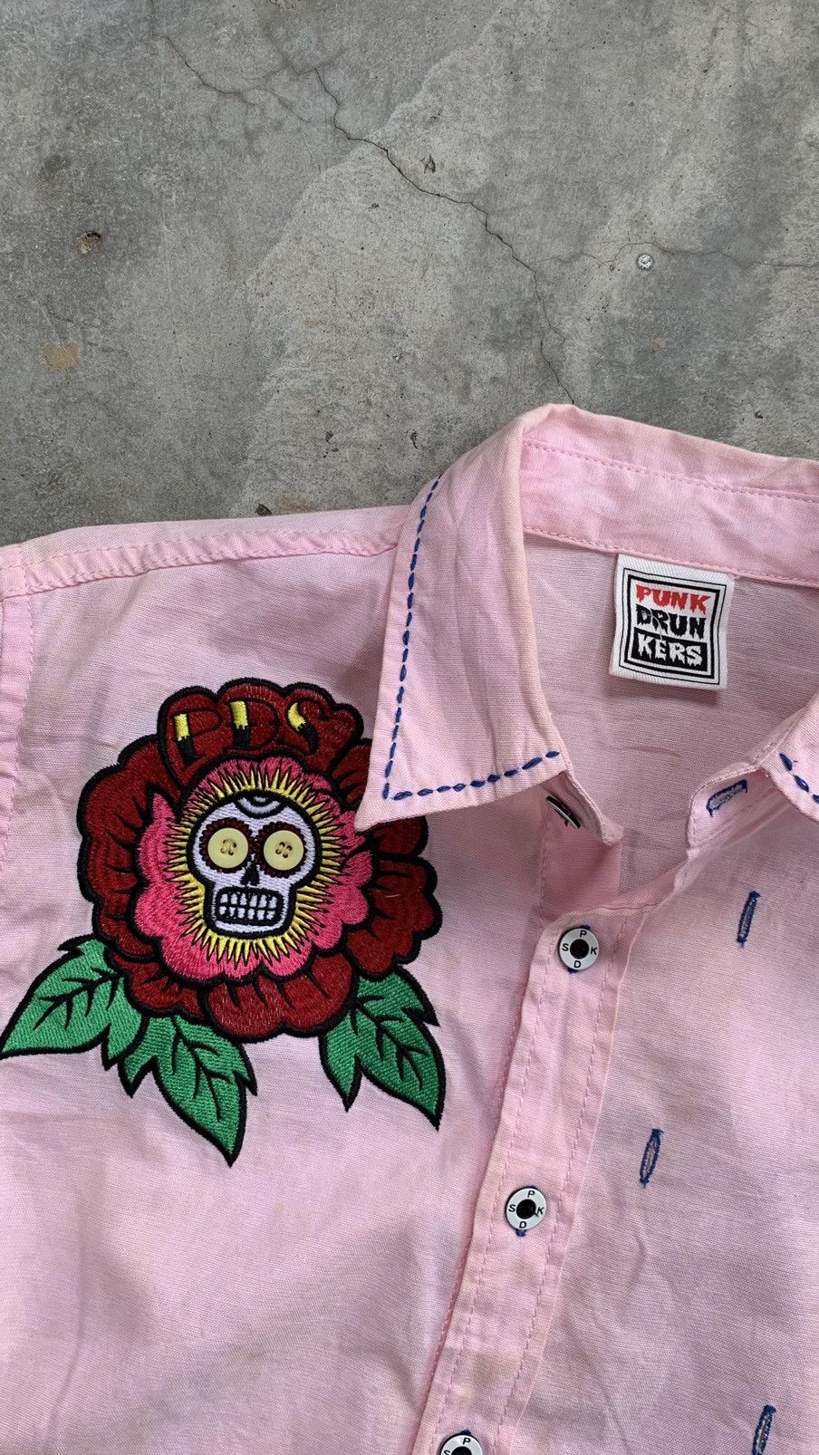 Japanese Brand Punk Drunkers Embroided Skulls Button Shirt Size US M / EU 48-50 / 2 - 2 Thumbnail