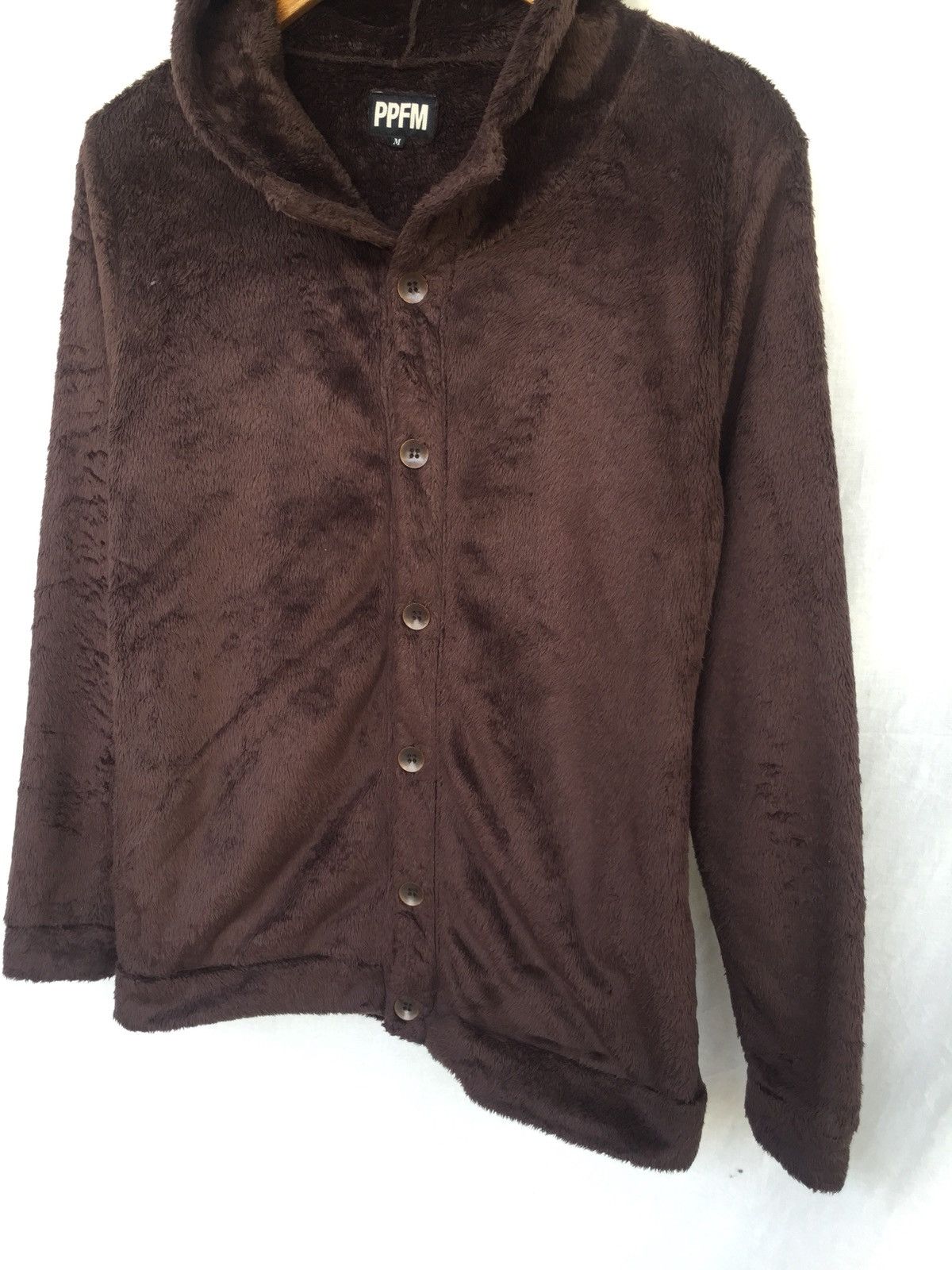 PPFM 90s PPFM 🇯🇵 Brown Fur Button Hooded Sweater Size US M / EU 48-50 / 2 - 4 Thumbnail