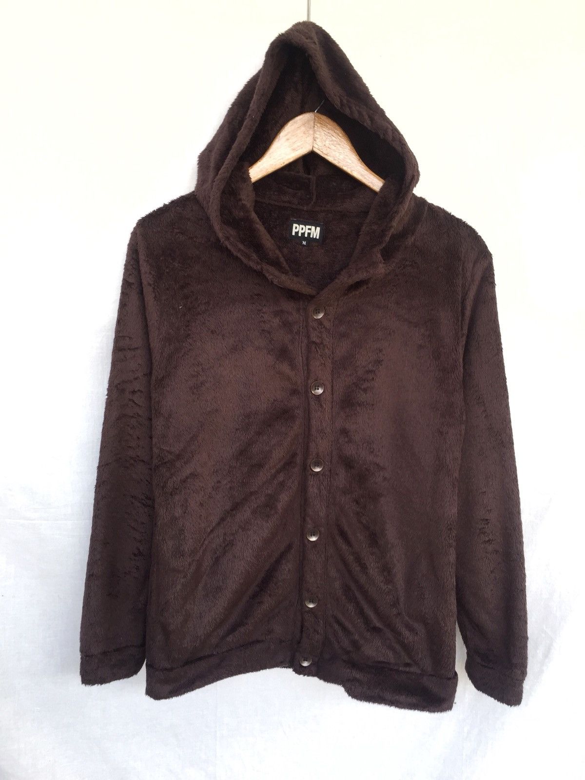 PPFM 90s PPFM 🇯🇵 Brown Fur Button Hooded Sweater Size US M / EU 48-50 / 2 - 1 Thumbnail