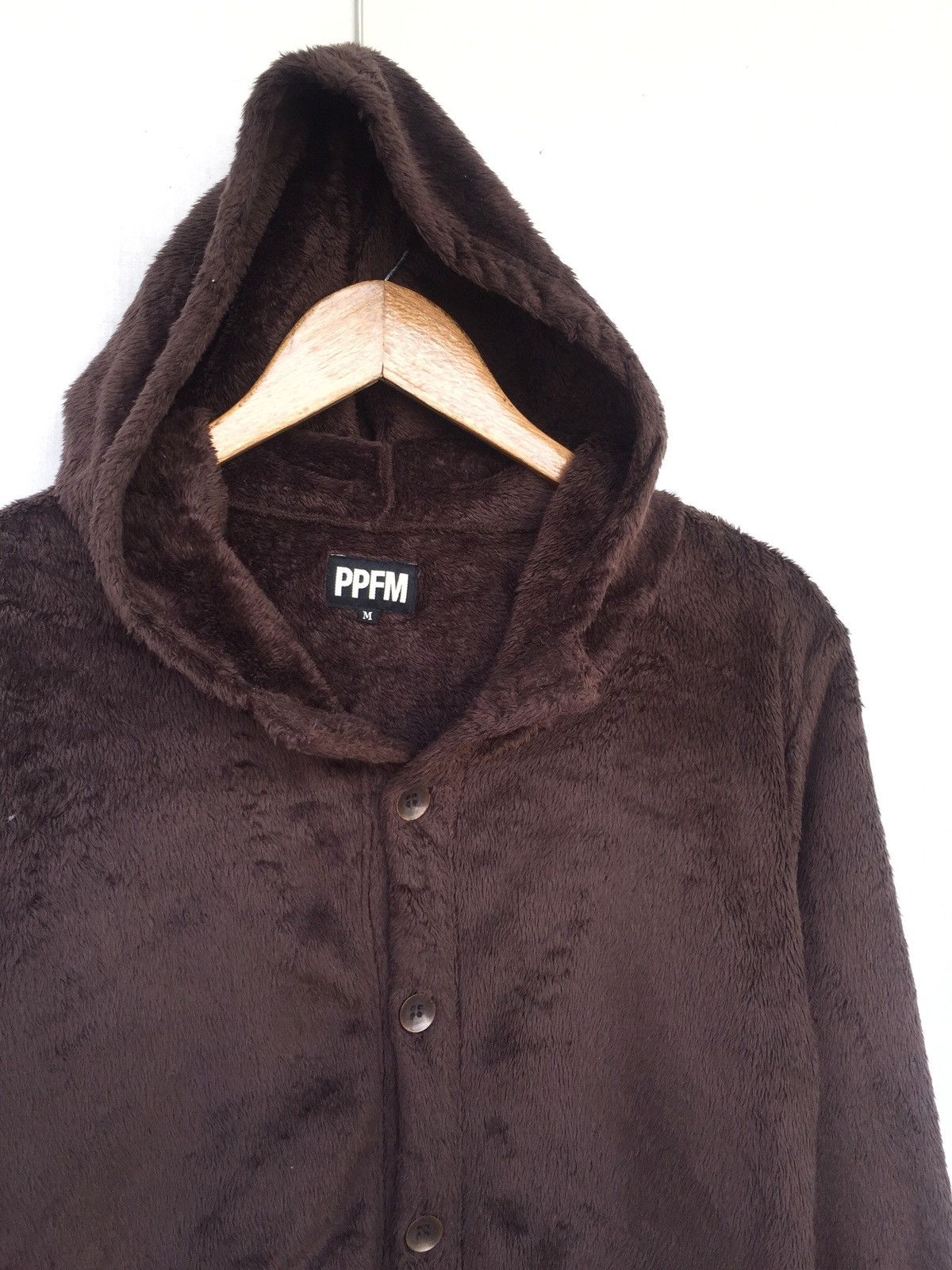 PPFM 90s PPFM 🇯🇵 Brown Fur Button Hooded Sweater Size US M / EU 48-50 / 2 - 3 Thumbnail