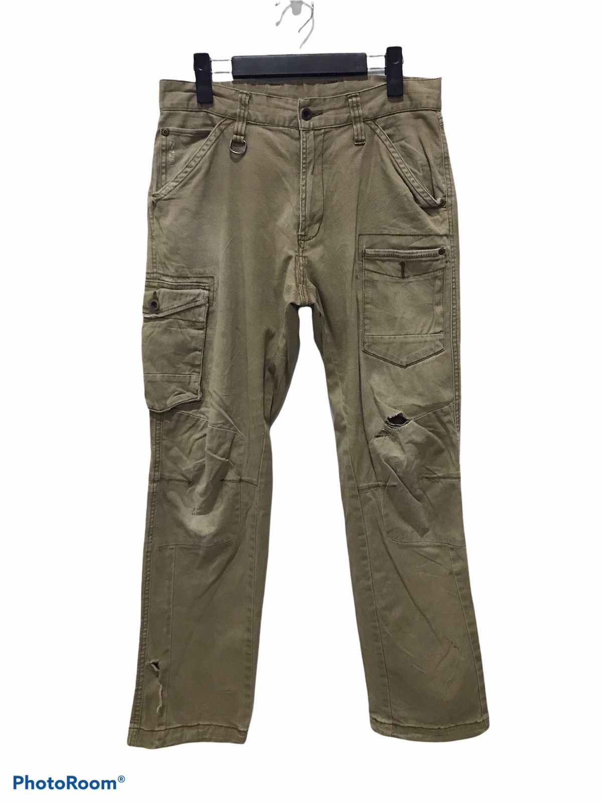 Japanese Brand IZ7250 Faded distressed Cargo Multipocket pants Size US 30 / EU 46 - 1 Thumbnail