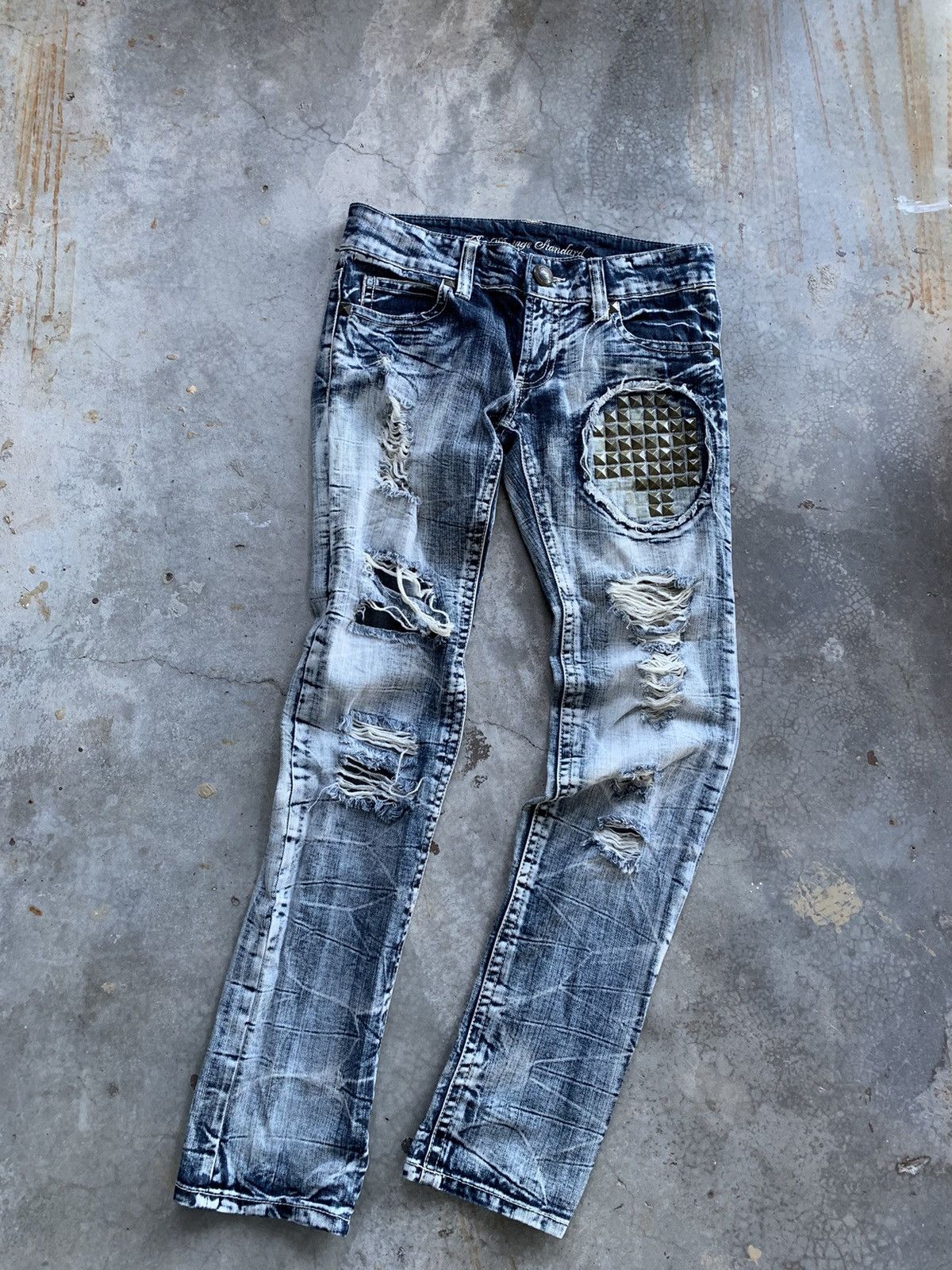 Japanese Brand × Seditionaries JapaneseBrand Skybomber Distressed Studded Skinny Fit Denim Size US 29 - 1 Thumbnail