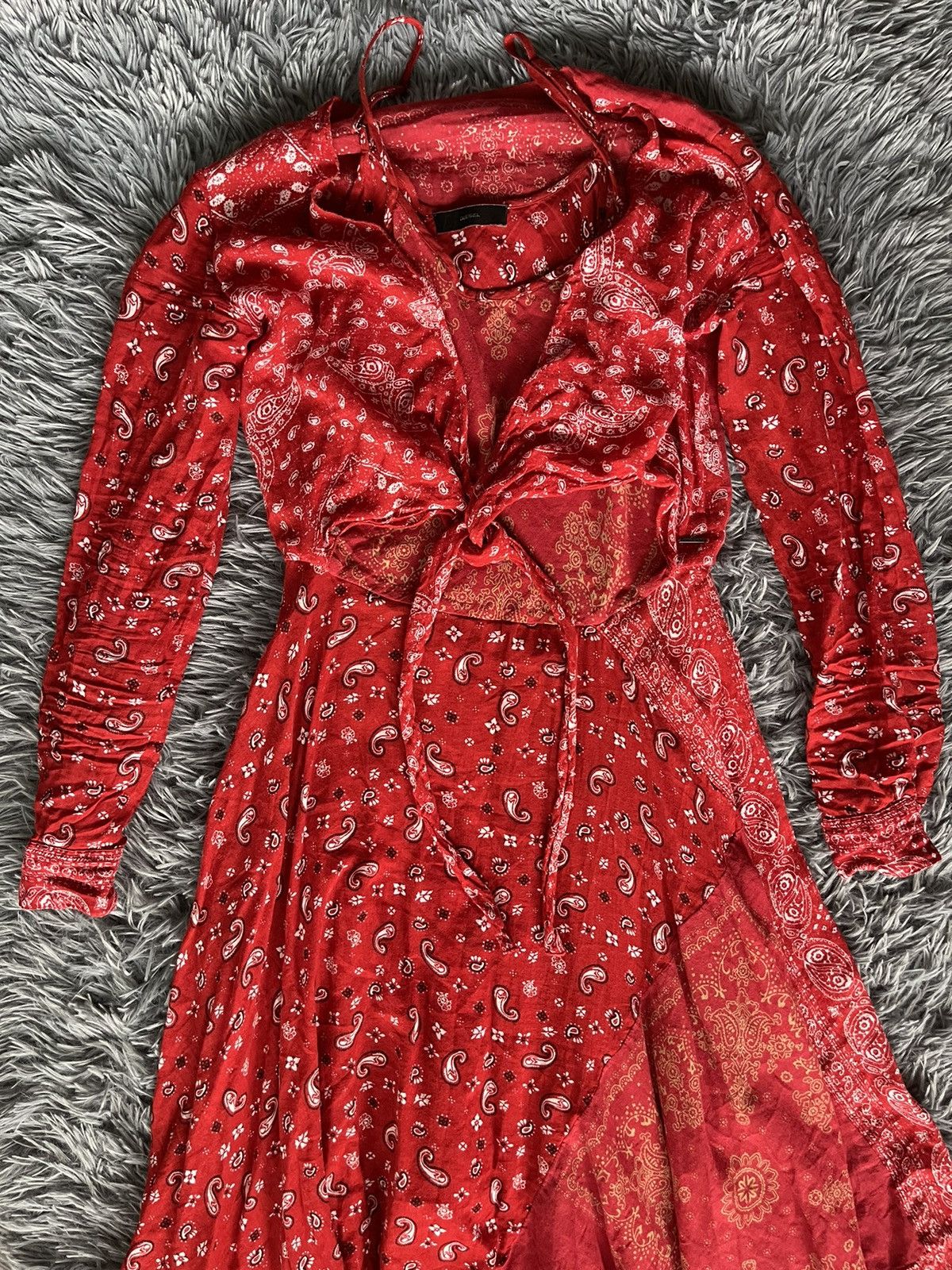 open lace back dress Diesel Leather Tulle Red Dress