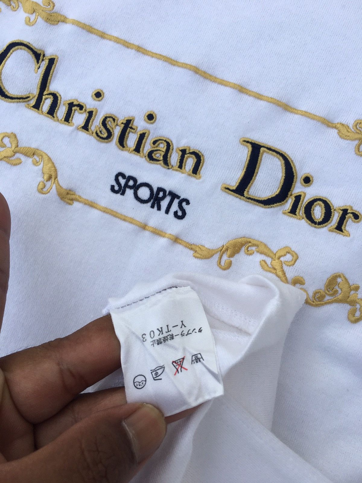 Christian Dior Monsieur Rare Vintage Christian Dior Biglogo Embroidered Spellout Tee Size US M / EU 48-50 / 2 - 14 Thumbnail