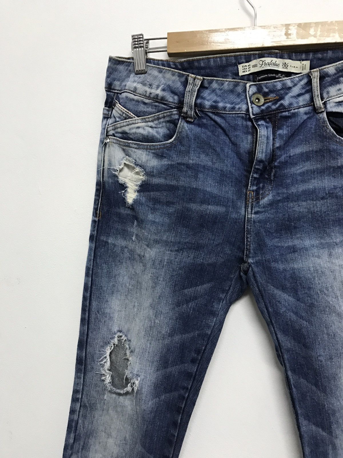 Zara Zara Distressed Denim Slim Fit Design Kurt Cobain Grunge Size US 30 / EU 46 - 4 Thumbnail