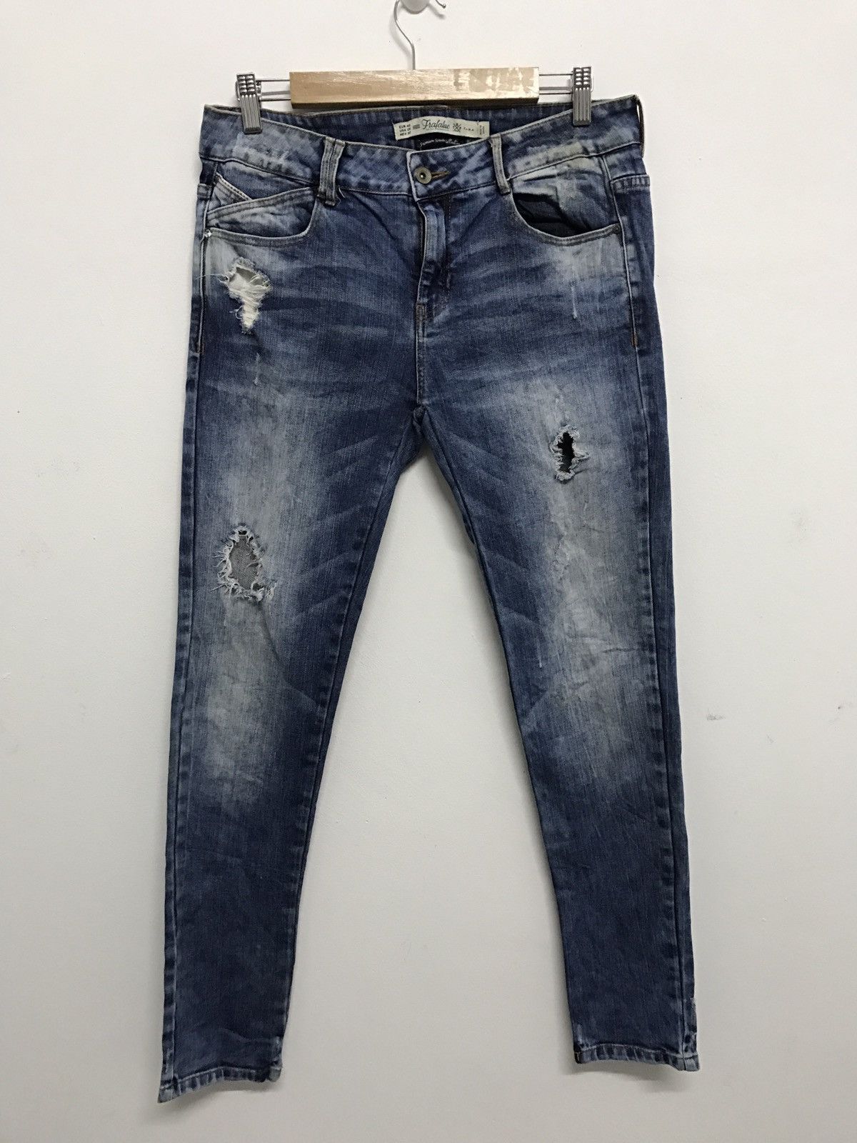 Zara Zara Distressed Denim Slim Fit Design Kurt Cobain Grunge Size US 30 / EU 46 - 2 Thumbnail