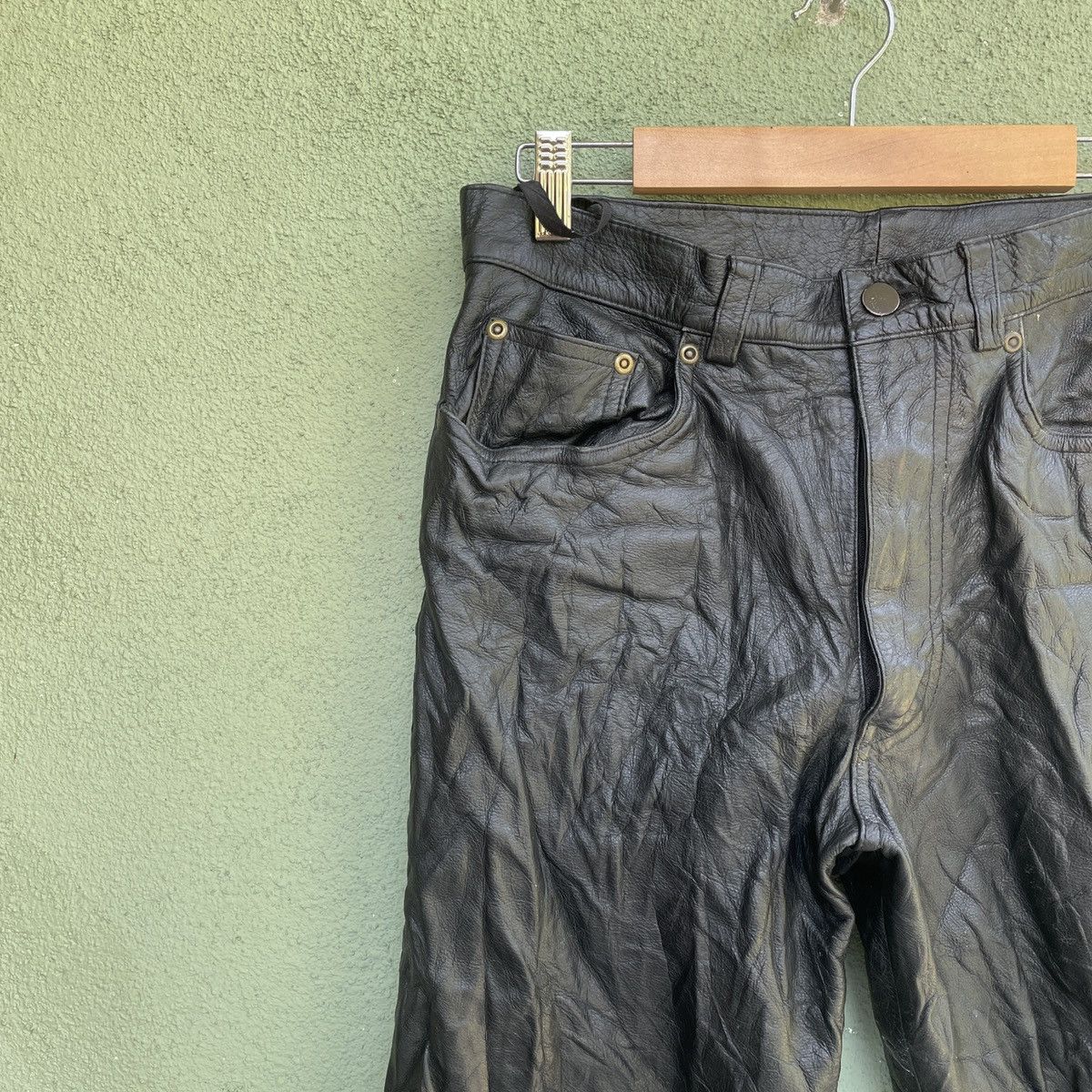 Vintage Vintage Non Grade 5 Pocket Leather Pants Size US 30 / EU 46 - 3 Thumbnail