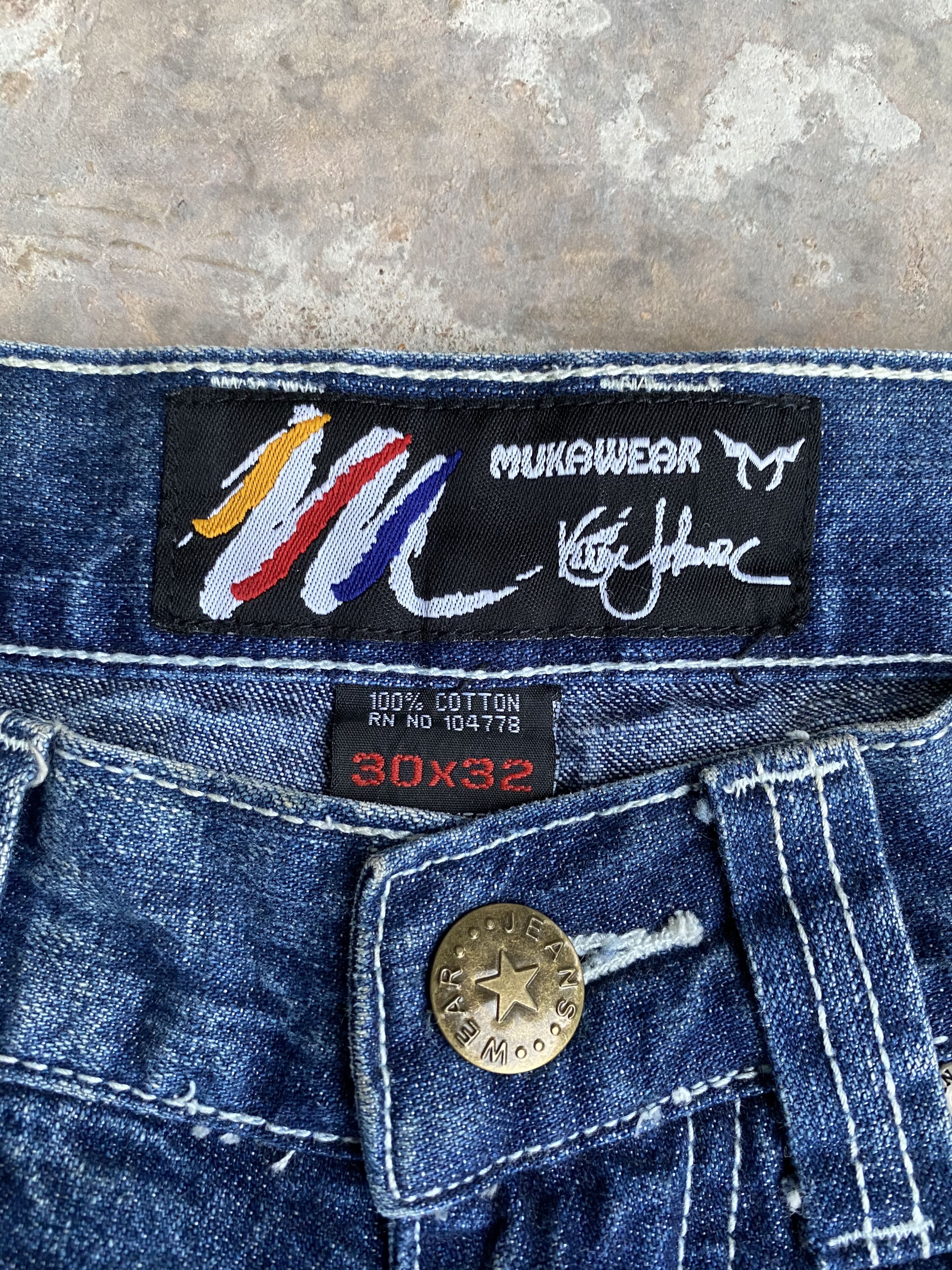 Other RARE🔥Baggy Denim Mukawear Printed Streetwear Design Size US 30 / EU 46 - 6 Thumbnail