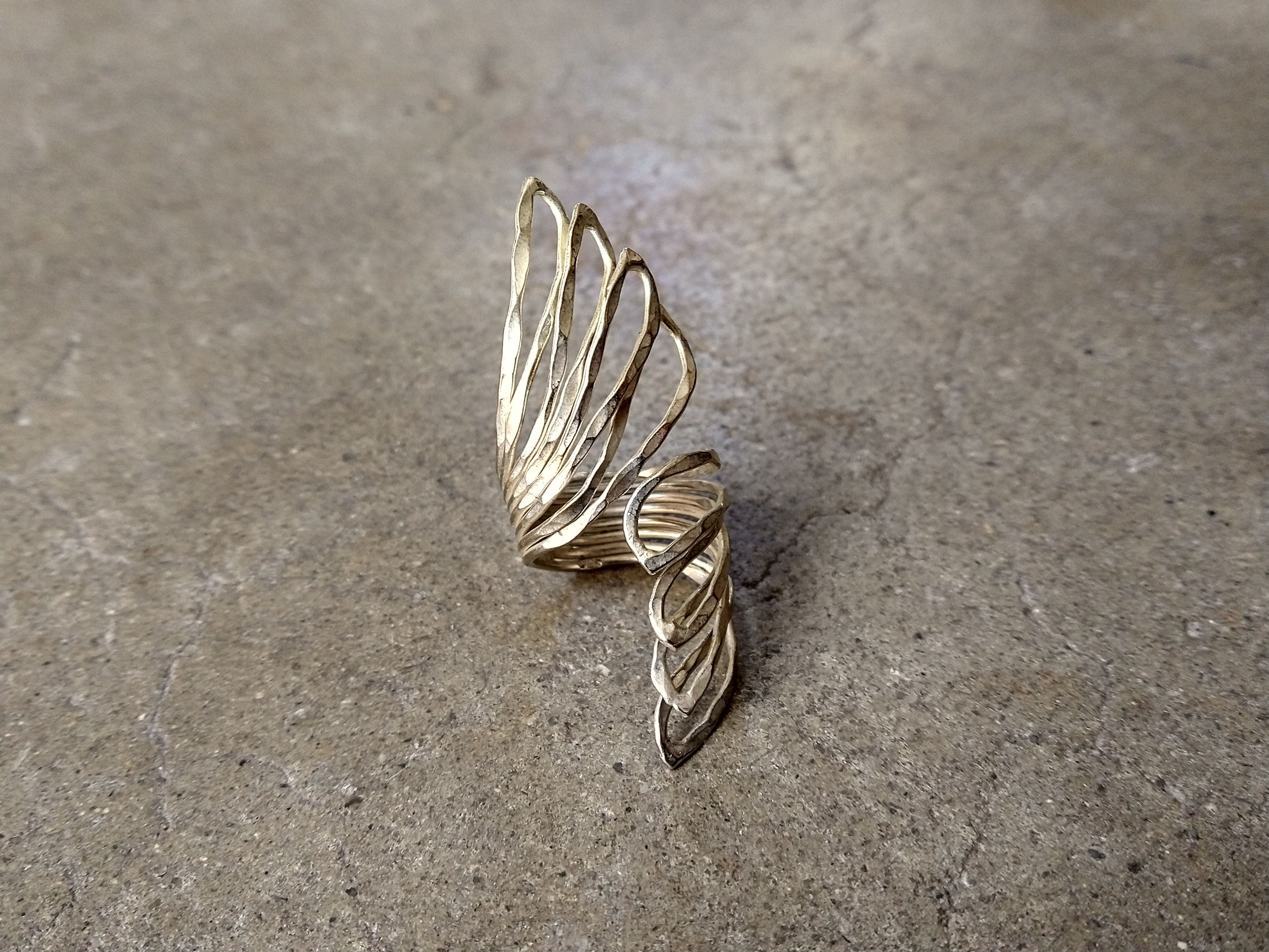 Other Vintage Sterling Silver Ring Wings Size 8 Modern Wrap Size ONE SIZE - 2 Thumbnail
