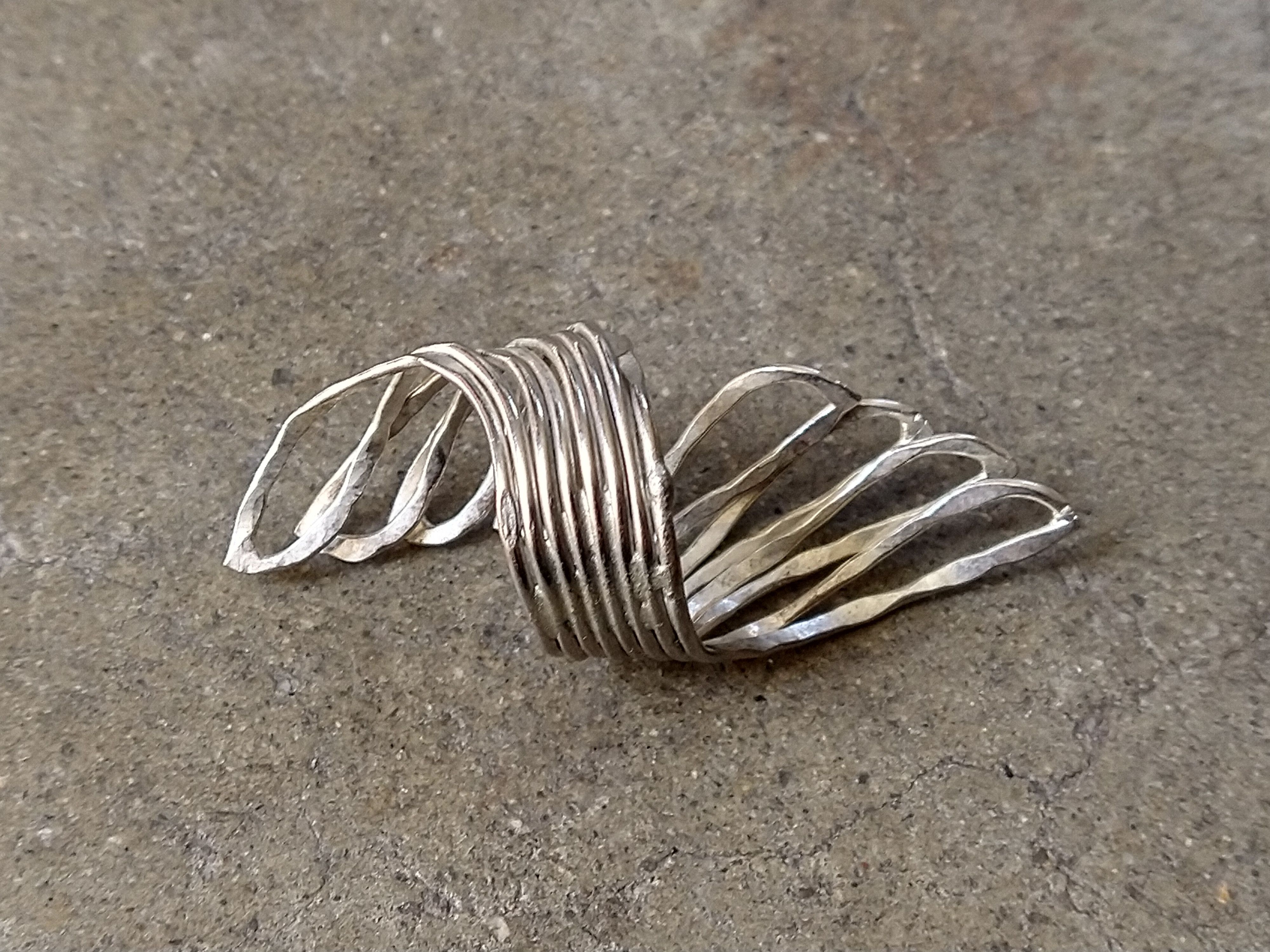 Other Vintage Sterling Silver Ring Wings Size 8 Modern Wrap Size ONE SIZE - 6 Thumbnail