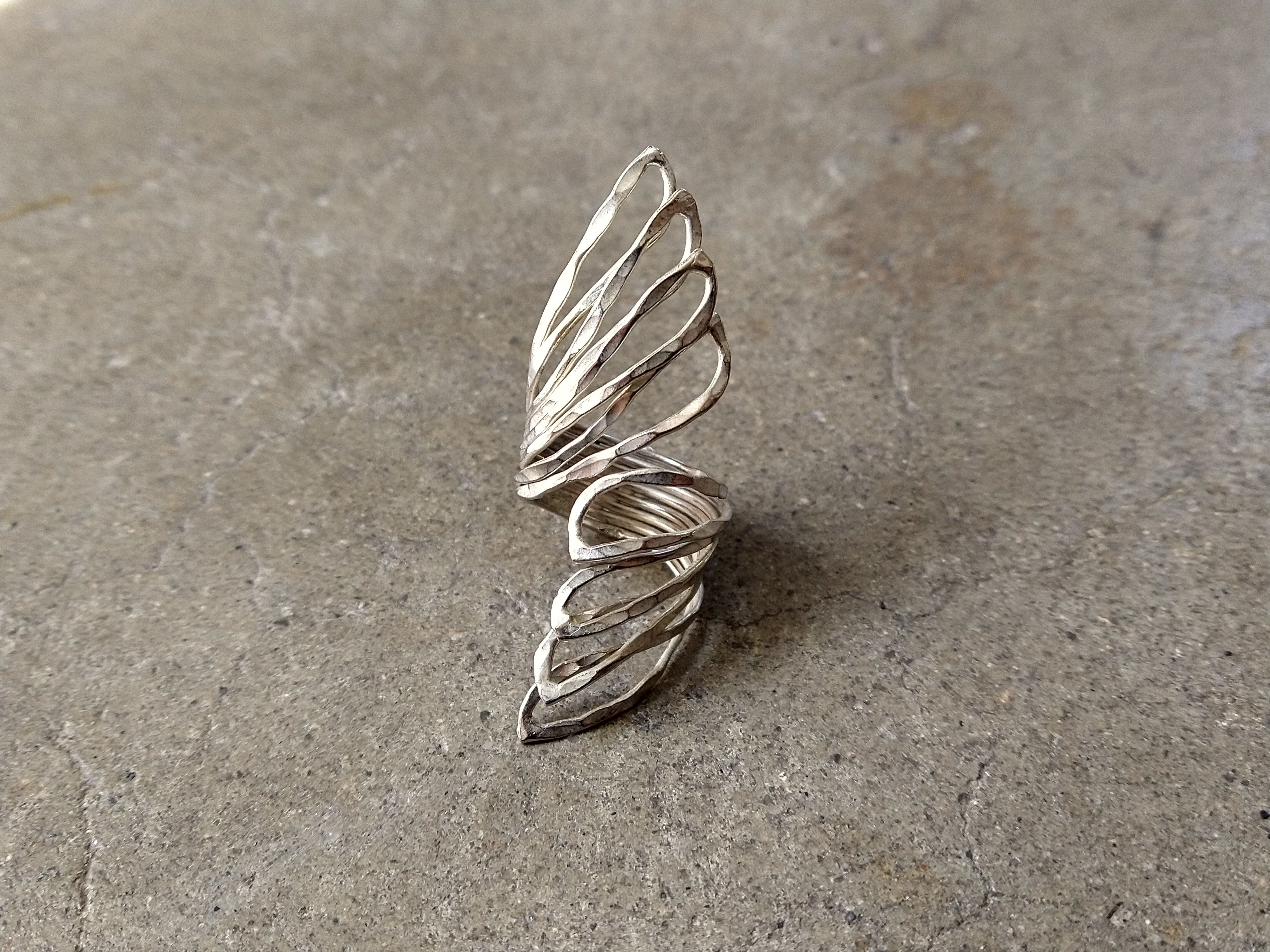 Other Vintage Sterling Silver Ring Wings Size 8 Modern Wrap Size ONE SIZE - 1 Thumbnail