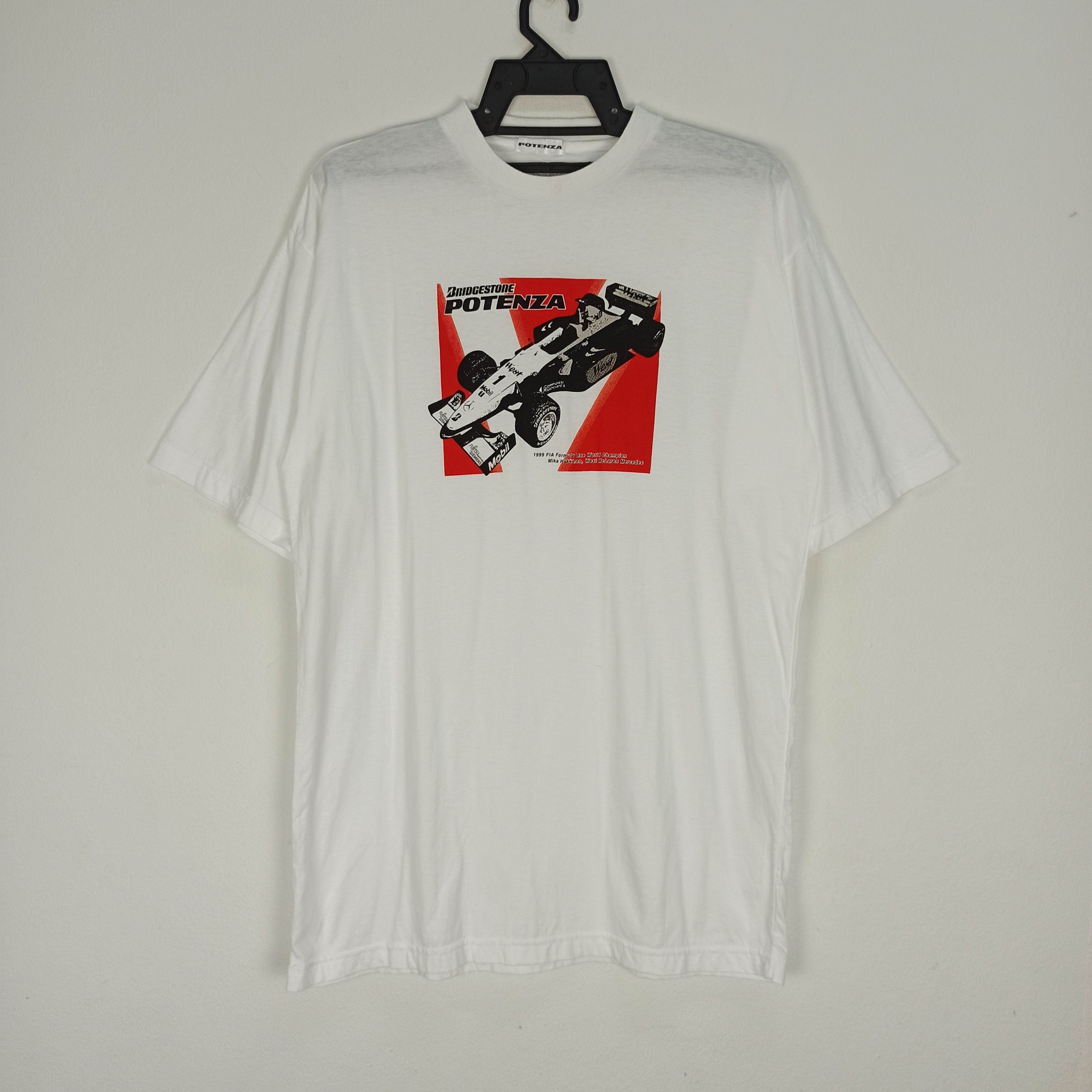 image of Racing x Sports Specialties Vintage 99 Potenza Bridgeston Mika Häkkinen F1 Team T Shirt in White (S