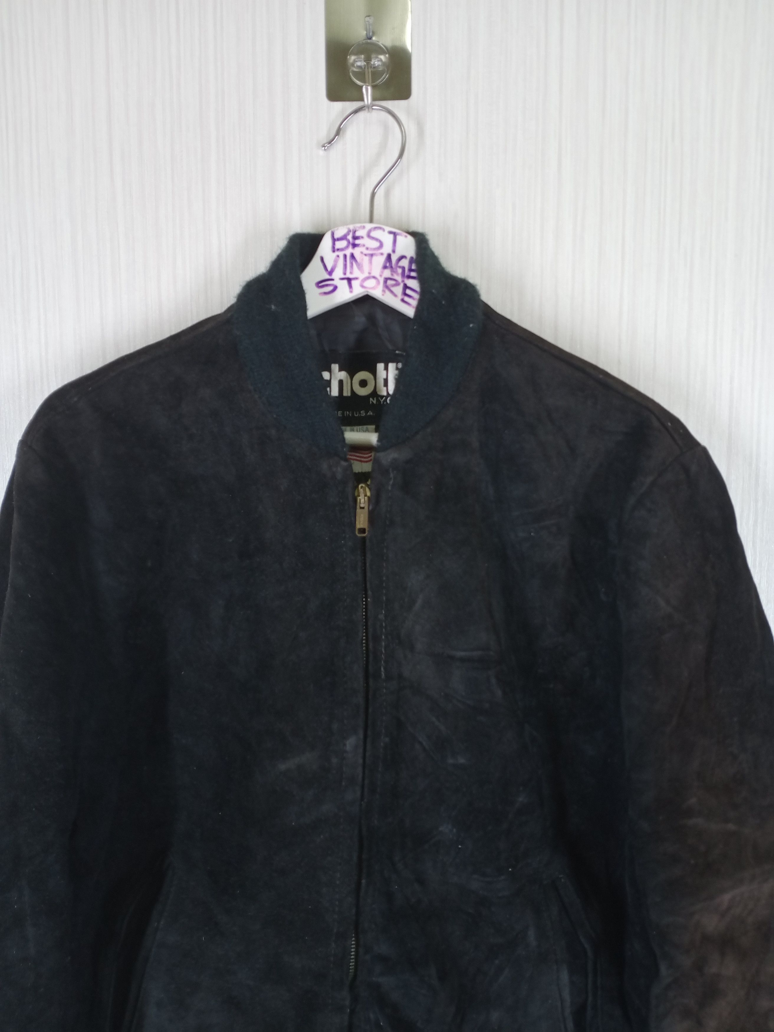 Schott Vintage 80s Schott NYC Motorcycle Suede Leather Size US M / EU 48-50 / 2 - 4 Thumbnail