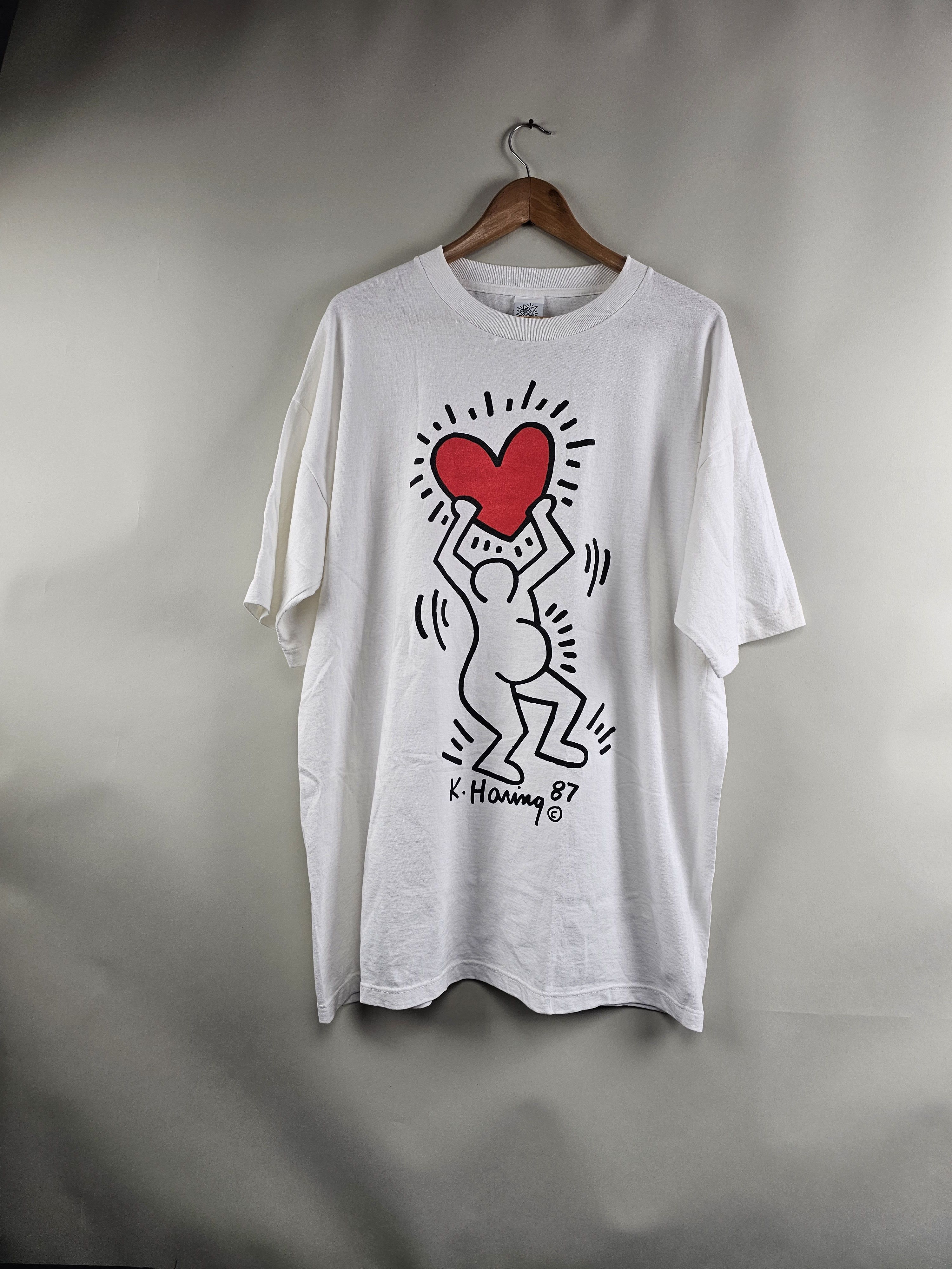 image of Band Tees x Keith Haring 80's Keith Haring Pop Shop Art Tee Pregnant Love 90's in White (Size 2XL)