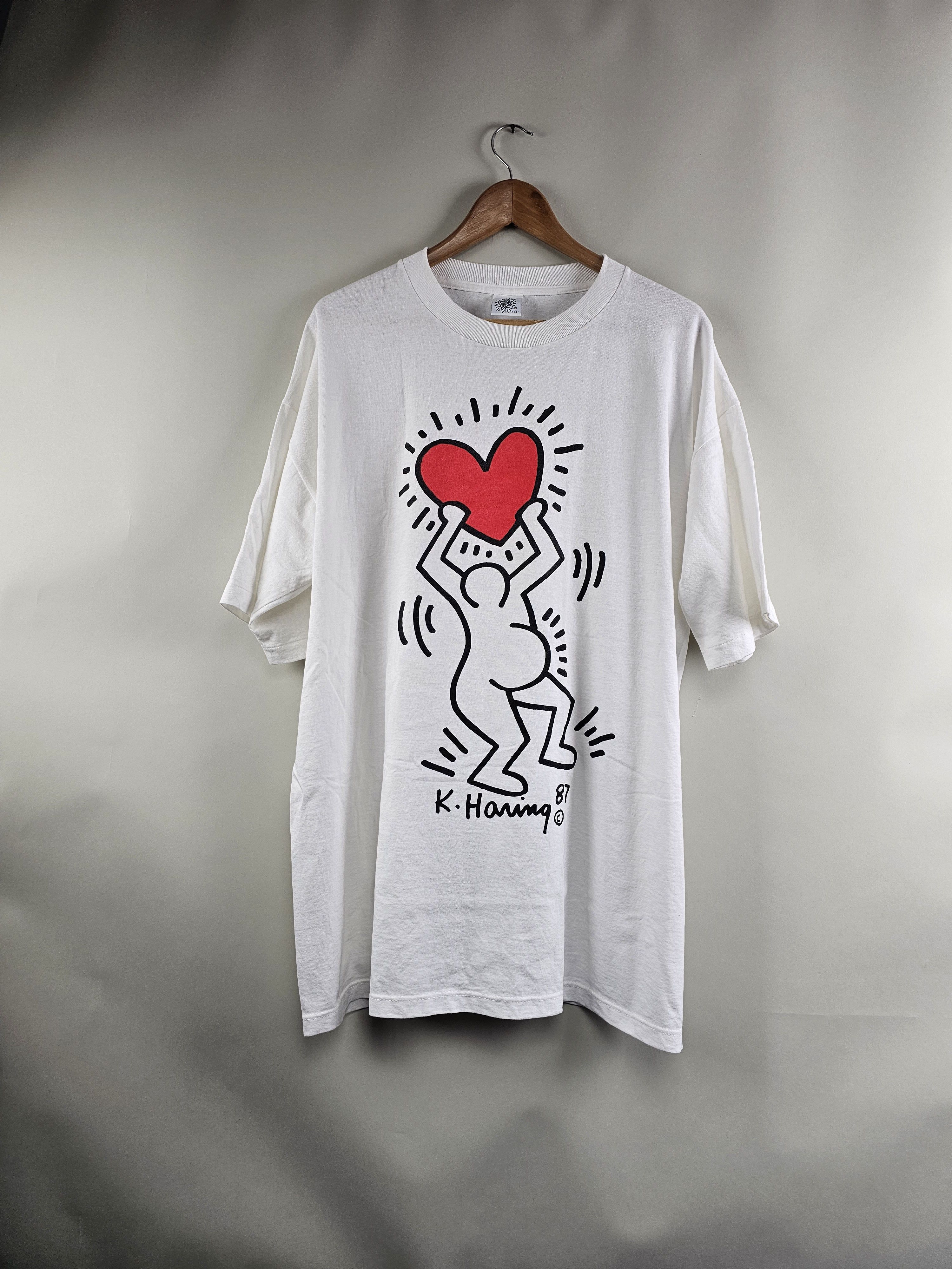 Band Tees × Keith Haring × Vintage 80's Keith Haring Pop Shop Art Tee Pregnant Love 90s Size US XXL / EU 58 / 5 - 7 Thumbnail