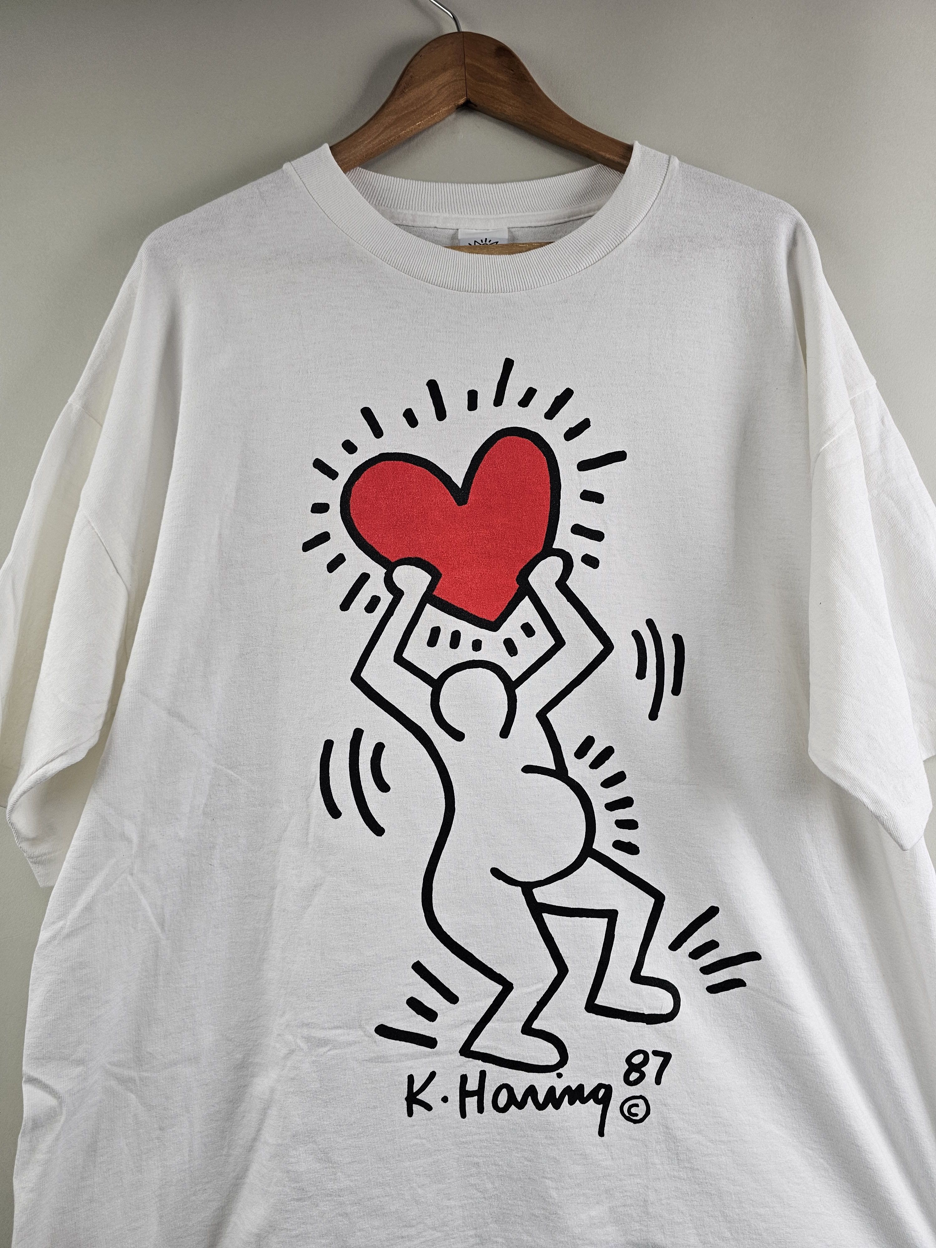 Band Tees × Keith Haring × Vintage 80's Keith Haring Pop Shop Art Tee Pregnant Love 90s Size US XXL / EU 58 / 5 - 2 Thumbnail