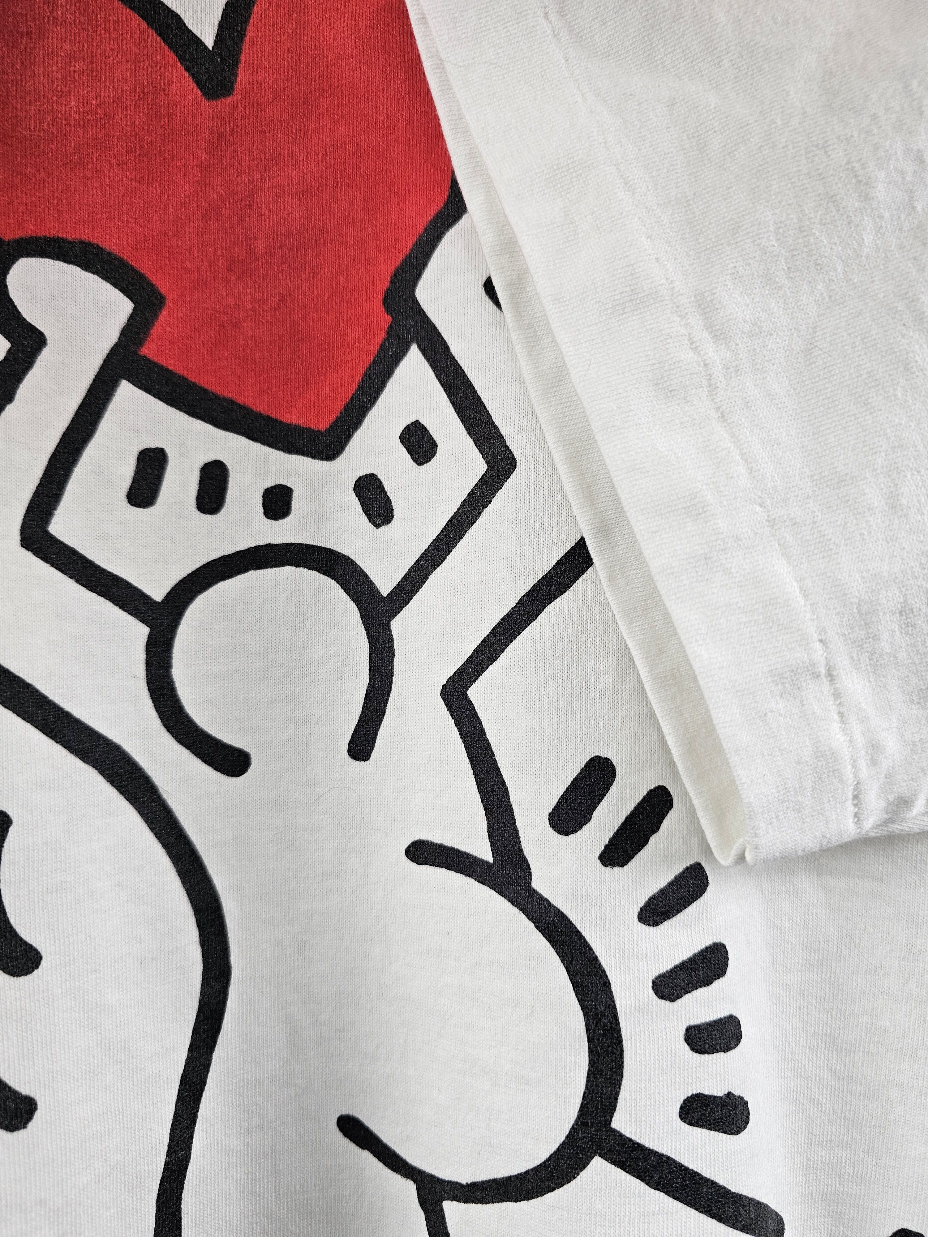 Band Tees × Keith Haring × Vintage 80's Keith Haring Pop Shop Art Tee Pregnant Love 90s Size US XXL / EU 58 / 5 - 3 Thumbnail