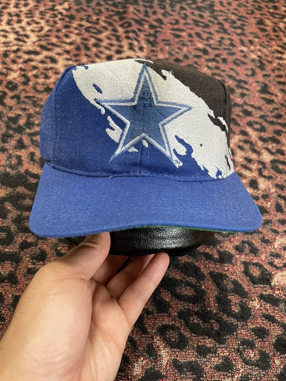 image of Vintage Logo Athletic Dallas Cowboys Splash Wool Snapback in Black Blue Silver, Men's