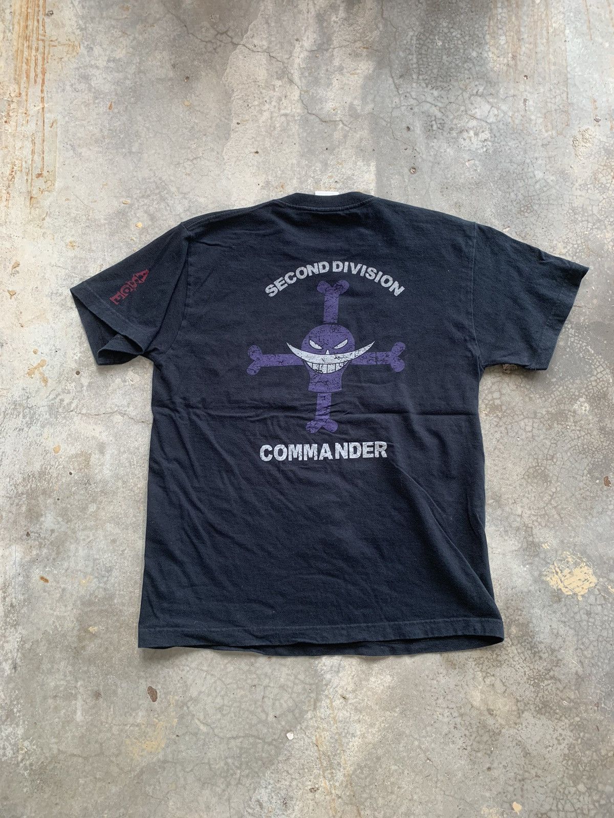 image of Anima x One Piece Vintage Cospa One Piece Ace Second Division Commander Tshirt in Black (Size Mediu