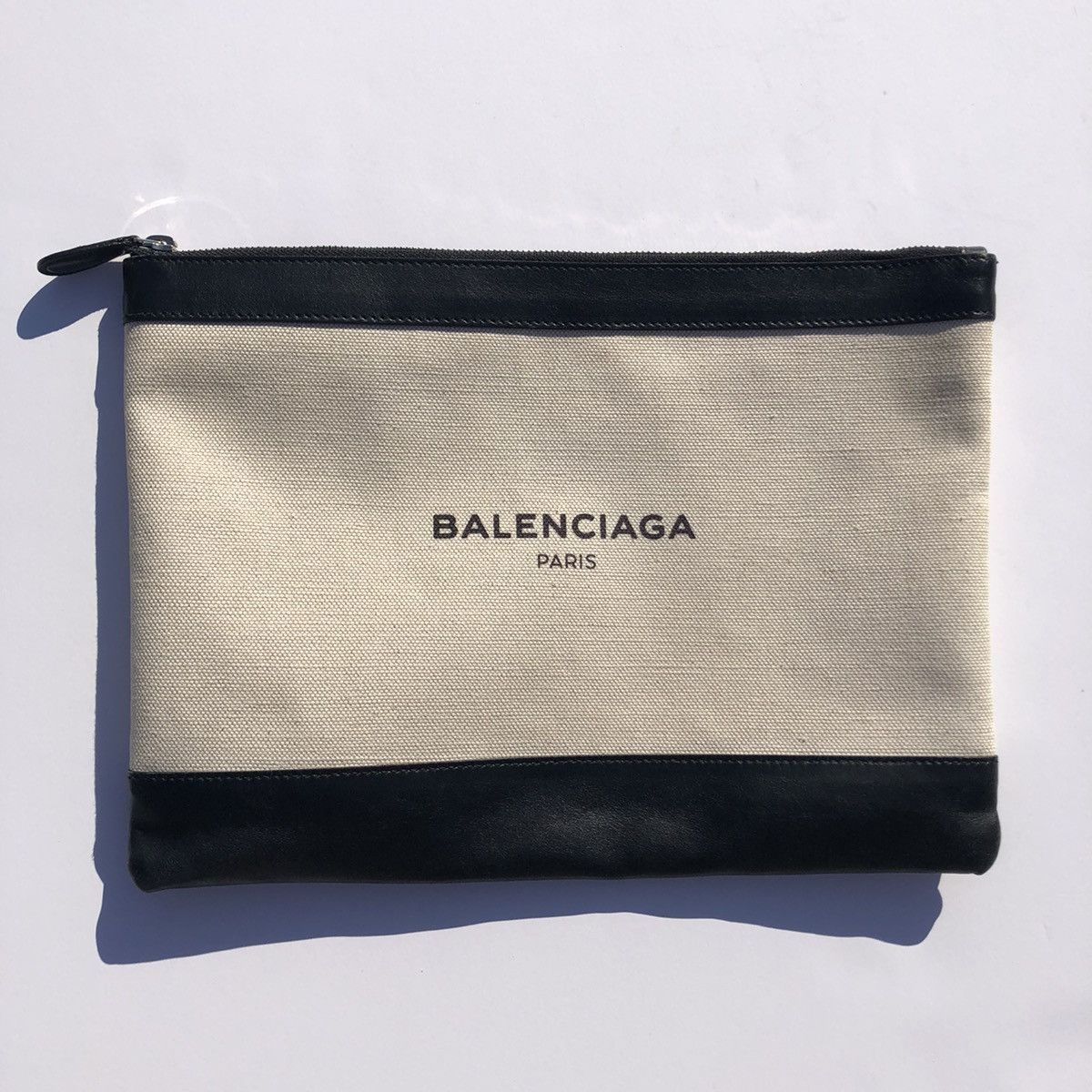 Balenciaga BALENCIAGA CANVAS AND BLACK LEATHER ZIP POUCH CLUTCH Size ONE SIZE - 2 Thumbnail