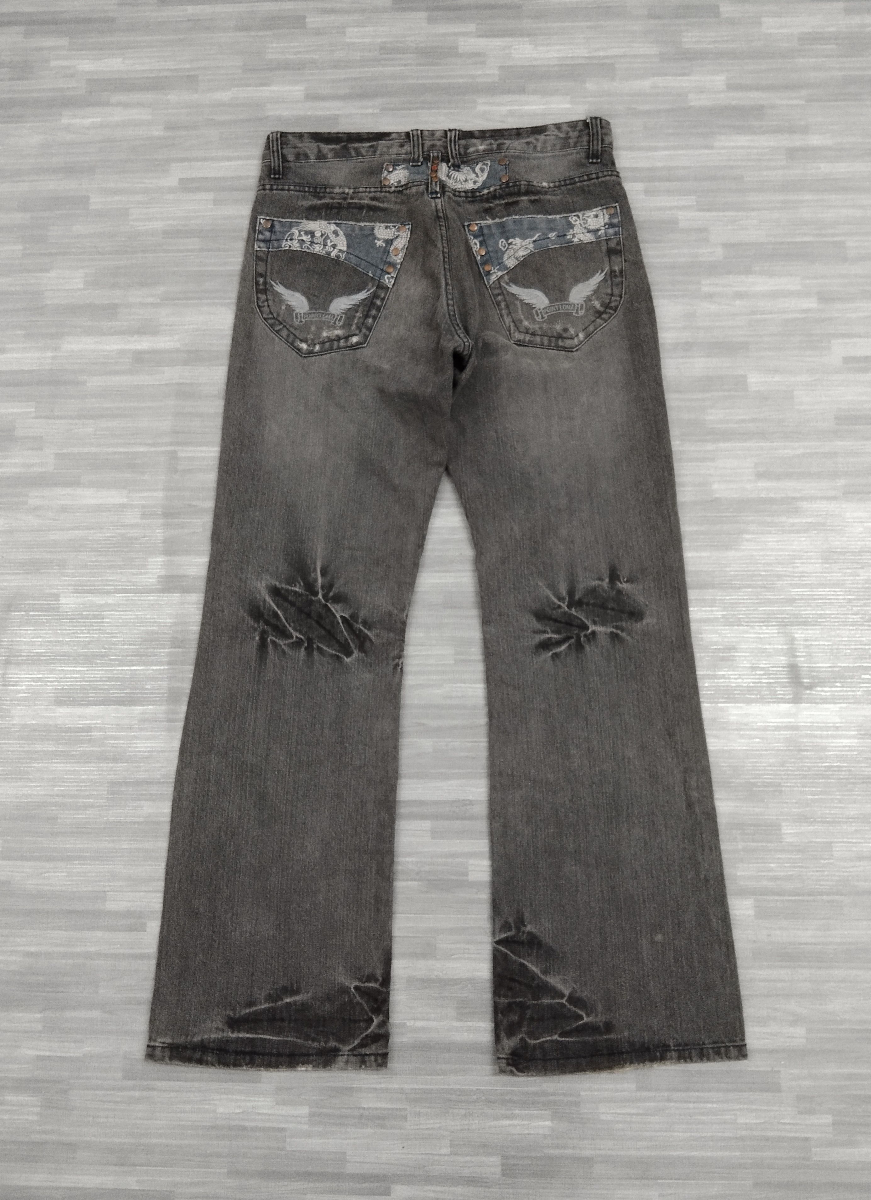 Japanese Brand FLARED🔥SUPER SICK RIPED POINT LOMA DENIM PANTS Size US 31 - 3 Thumbnail