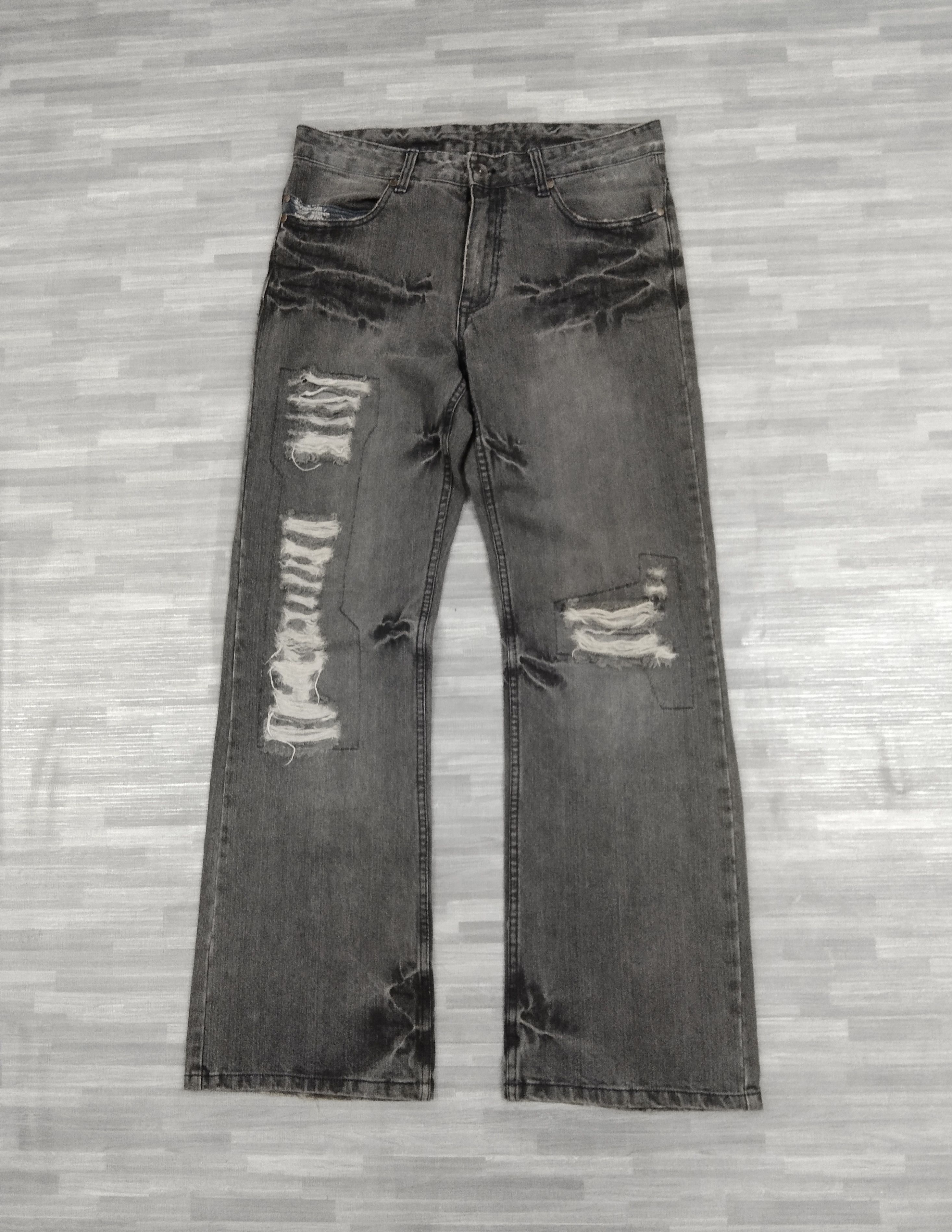Japanese Brand FLARED🔥SUPER SICK RIPED POINT LOMA DENIM PANTS Size US 31 - 2 Thumbnail