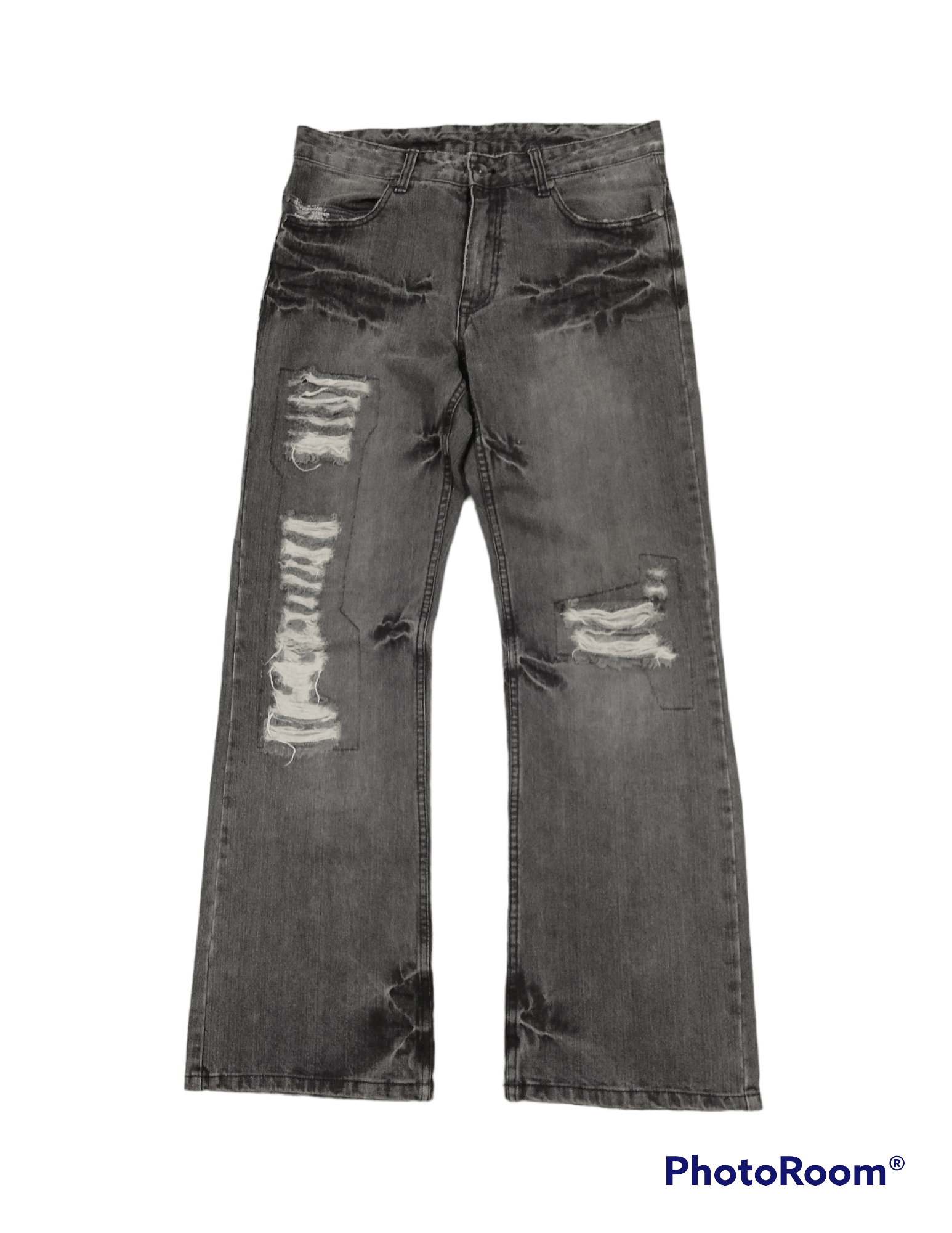Japanese Brand FLARED🔥SUPER SICK RIPED POINT LOMA DENIM PANTS Size US 31 - 1 Thumbnail