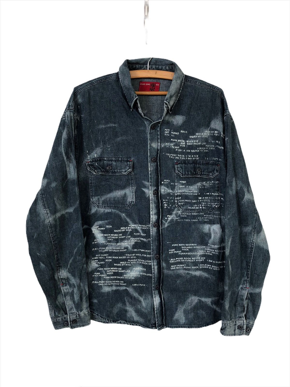 BERNINGS SHO "PUNK ROCK NEVER DIE" Poems Anarchy Denim Shirt Size US L / EU 52-54 / 3 - 1 Thumbnail